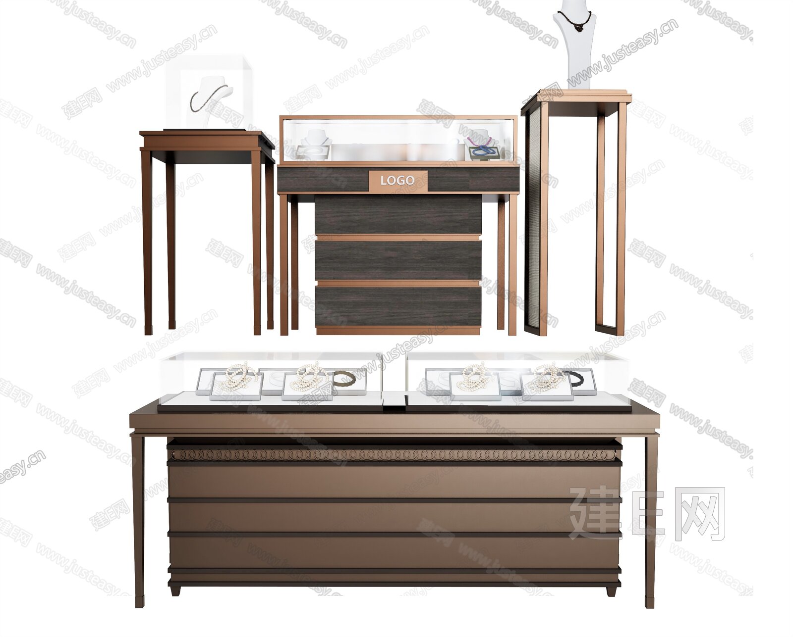 珠宝柜陈列柜 模型SU模型下载[ID:114184491]_建e网su模型