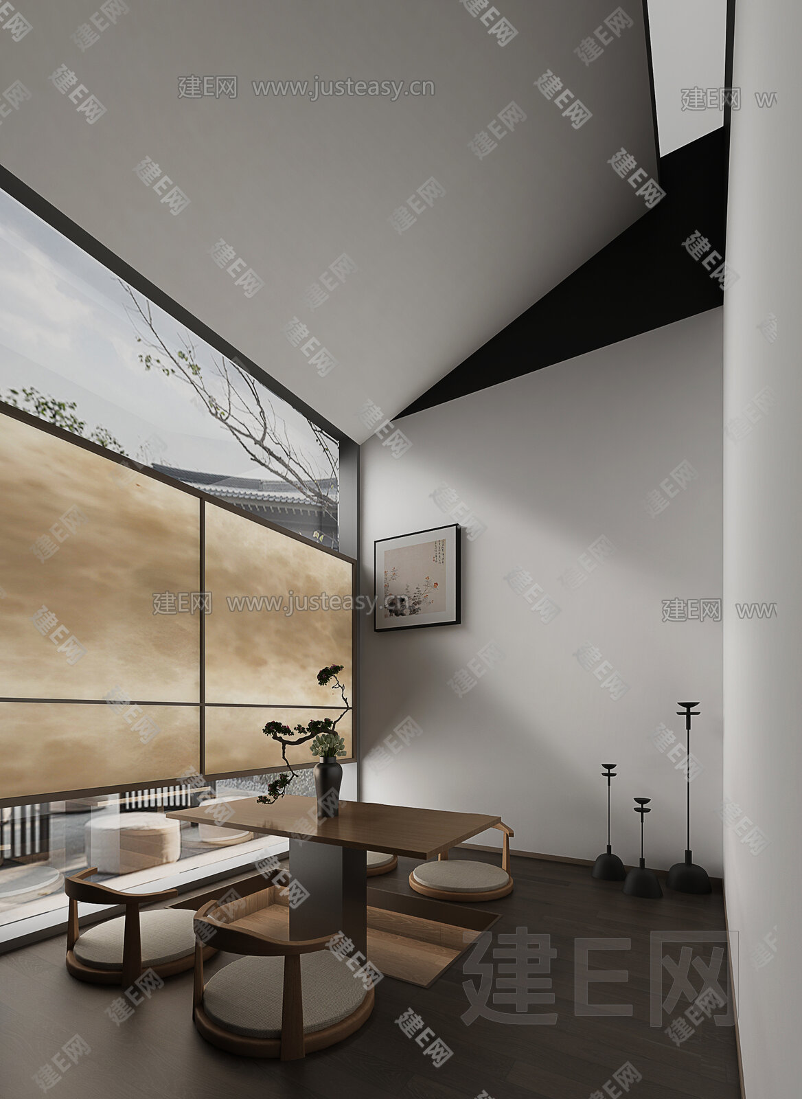 日式榻榻米茶室模型SU模型下载[ID:113791465]_建E室内设计网