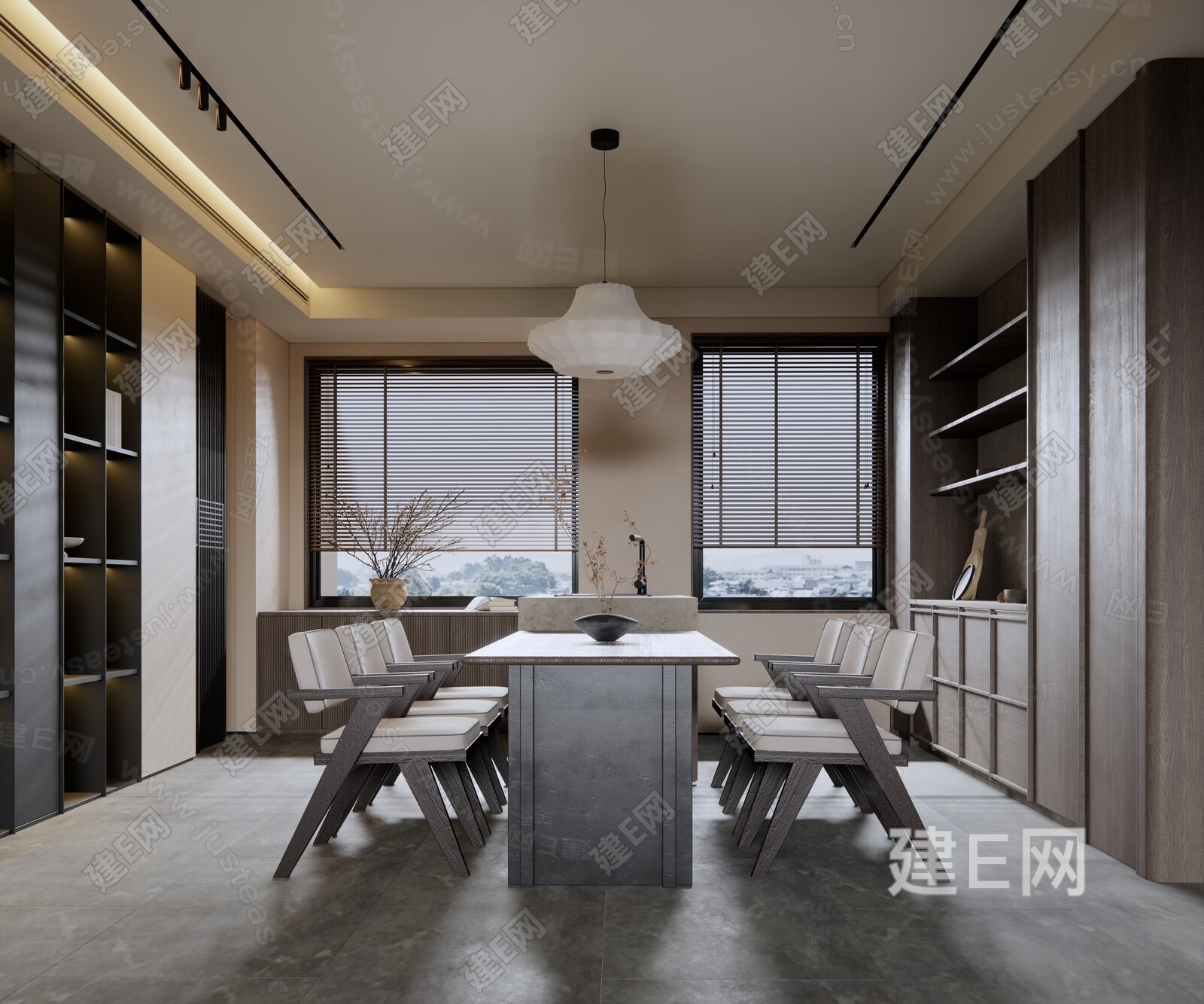 诧寂风餐厅模型SU模型下载[ID:113987867]_建E室内设计网