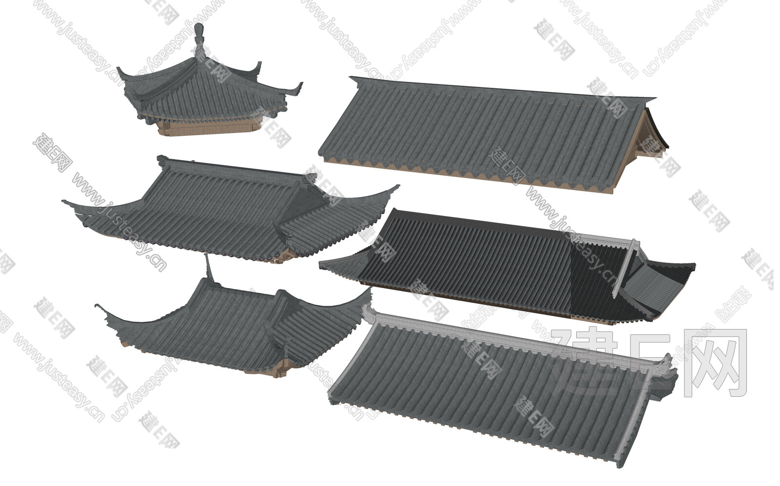 中式古建屋顶模型+免费3D模型下载+免费SU模型下载+炫云云模型网站