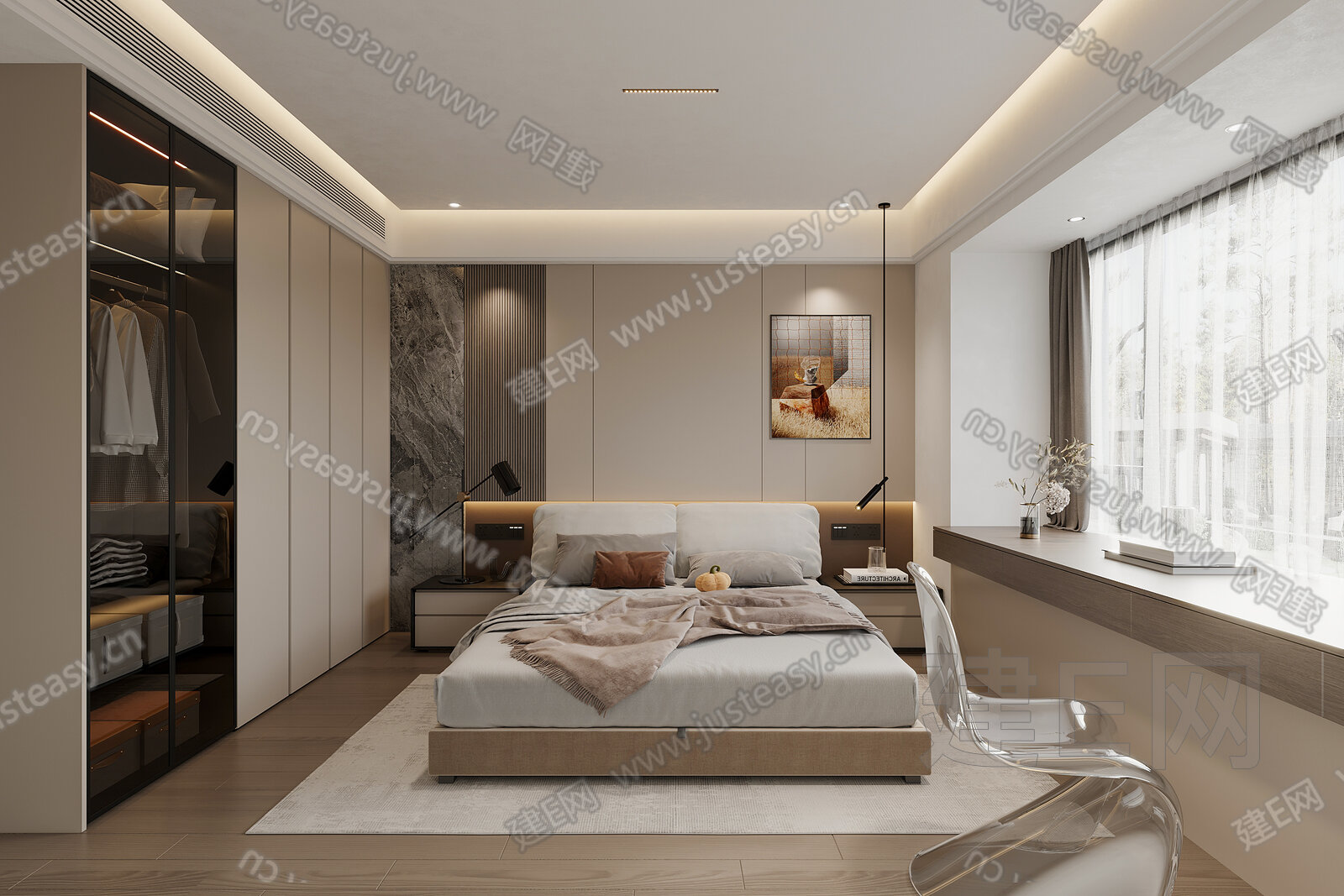【现代意式卧室3d模型】建e网_现代意式卧室3d模型下载[ID:105994452]_打造3d现代意式卧室模型免费下载平台