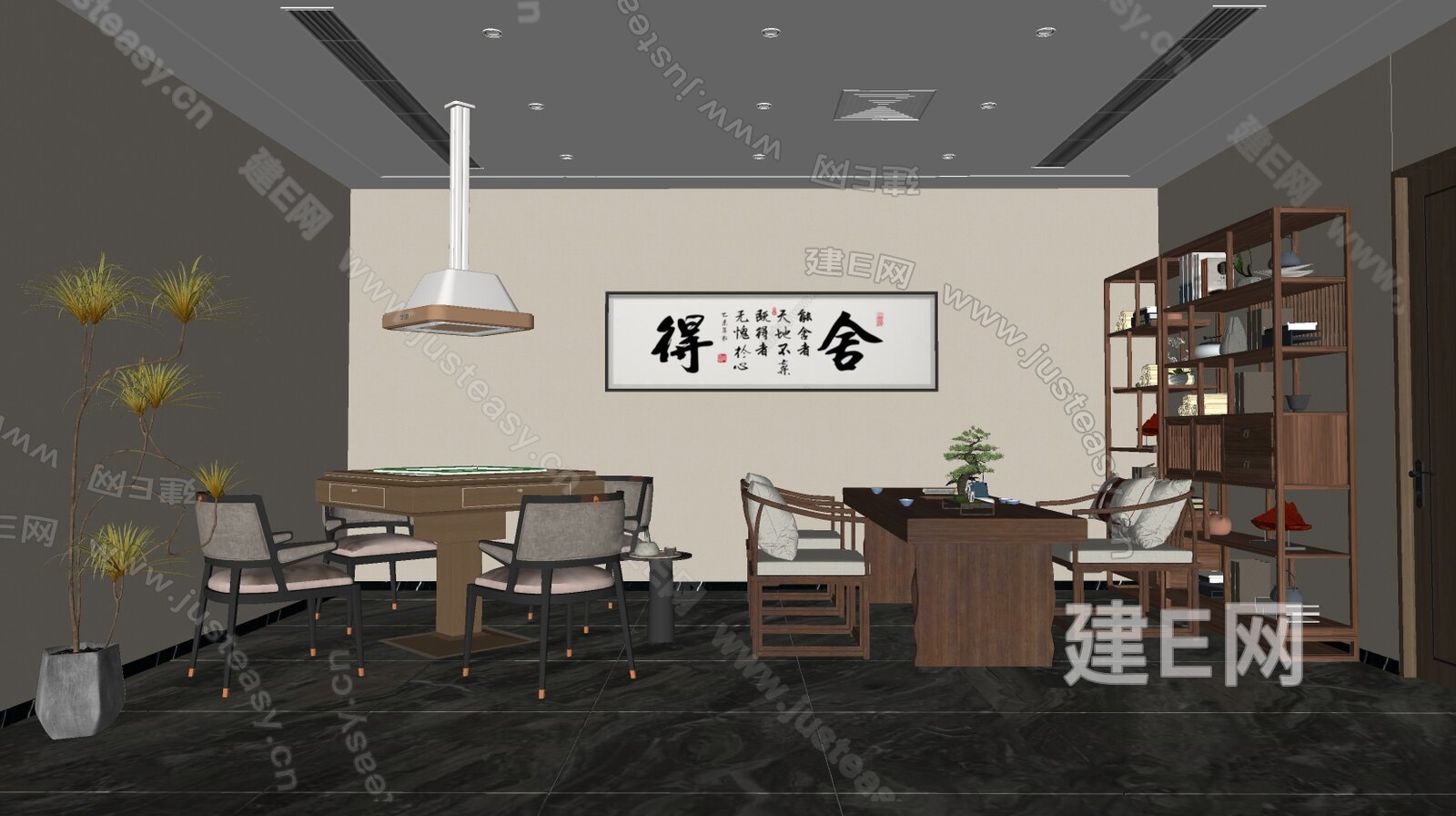 现代意式客餐厅模型SU模型下载[ID:115102205]_建e网su模型