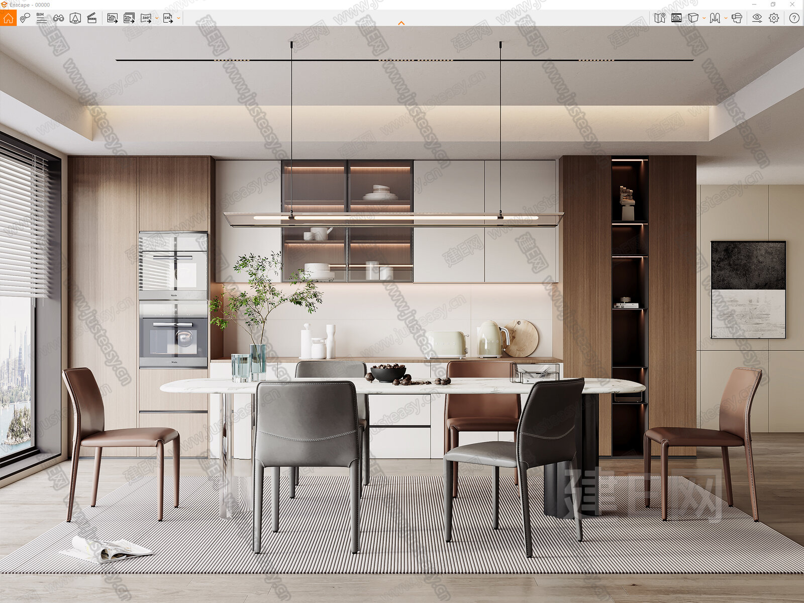 现代餐厅模型SU模型下载[ID:115036659]_建e网su模型
