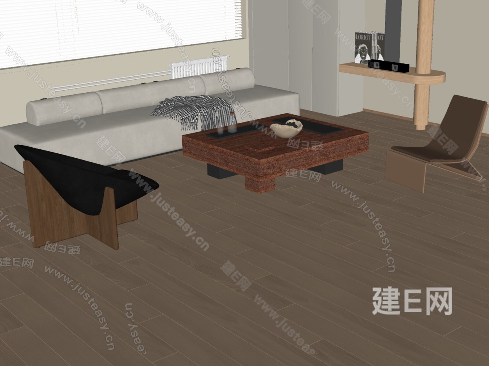 现代客厅模型SU模型下载[ID:115757329]_建E室内设计网