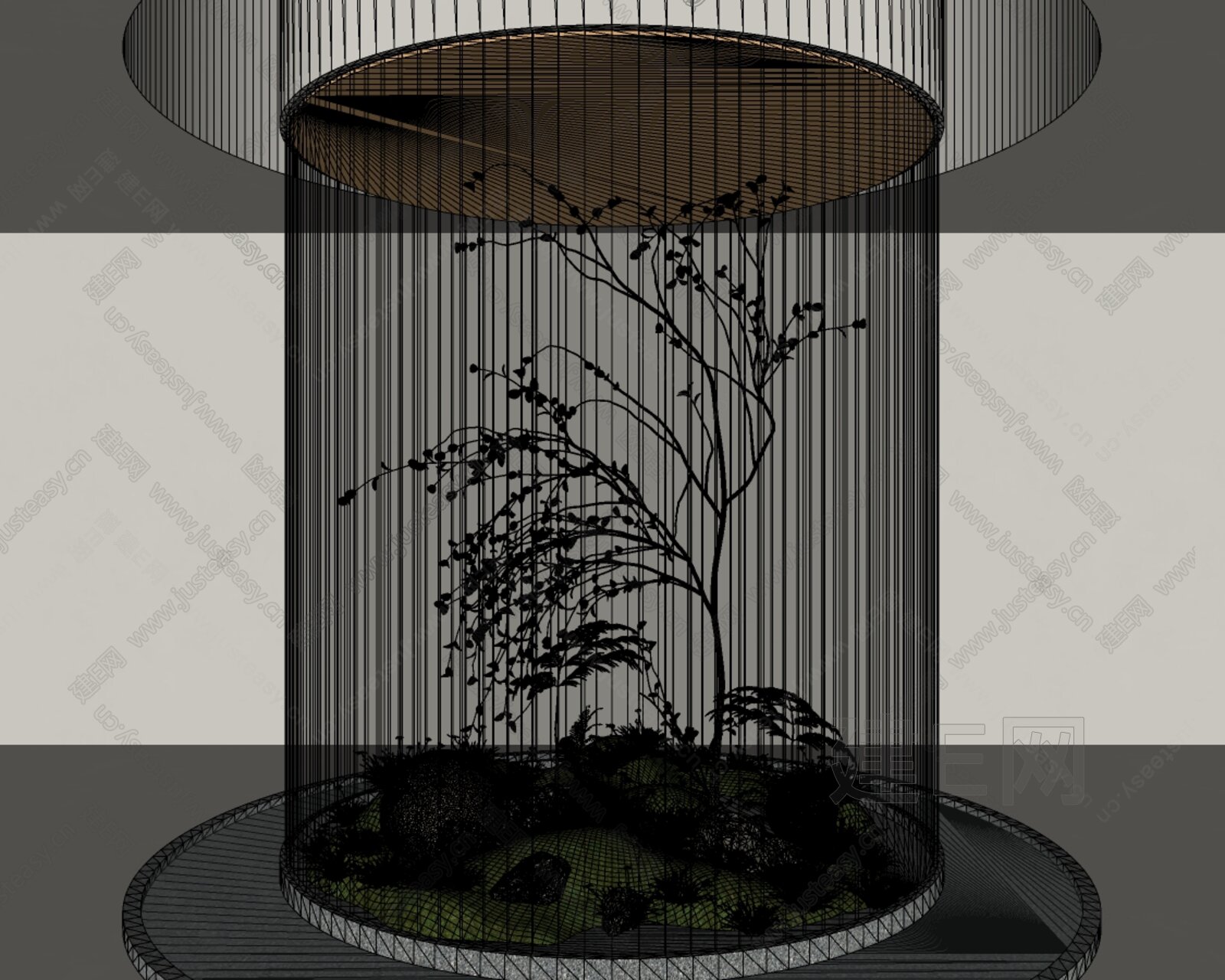 现代室内景观造景模型SU模型下载[ID:116216211]_建e网su模型