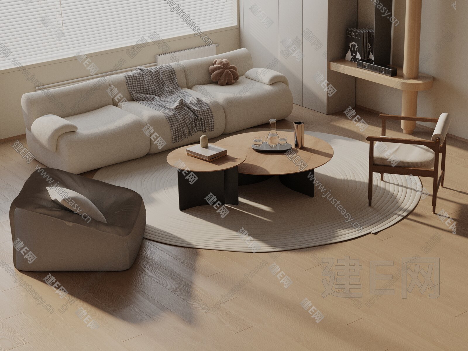 现代沙发茶几组合模型SU模型下载[ID:116347174]_建e网su模型
