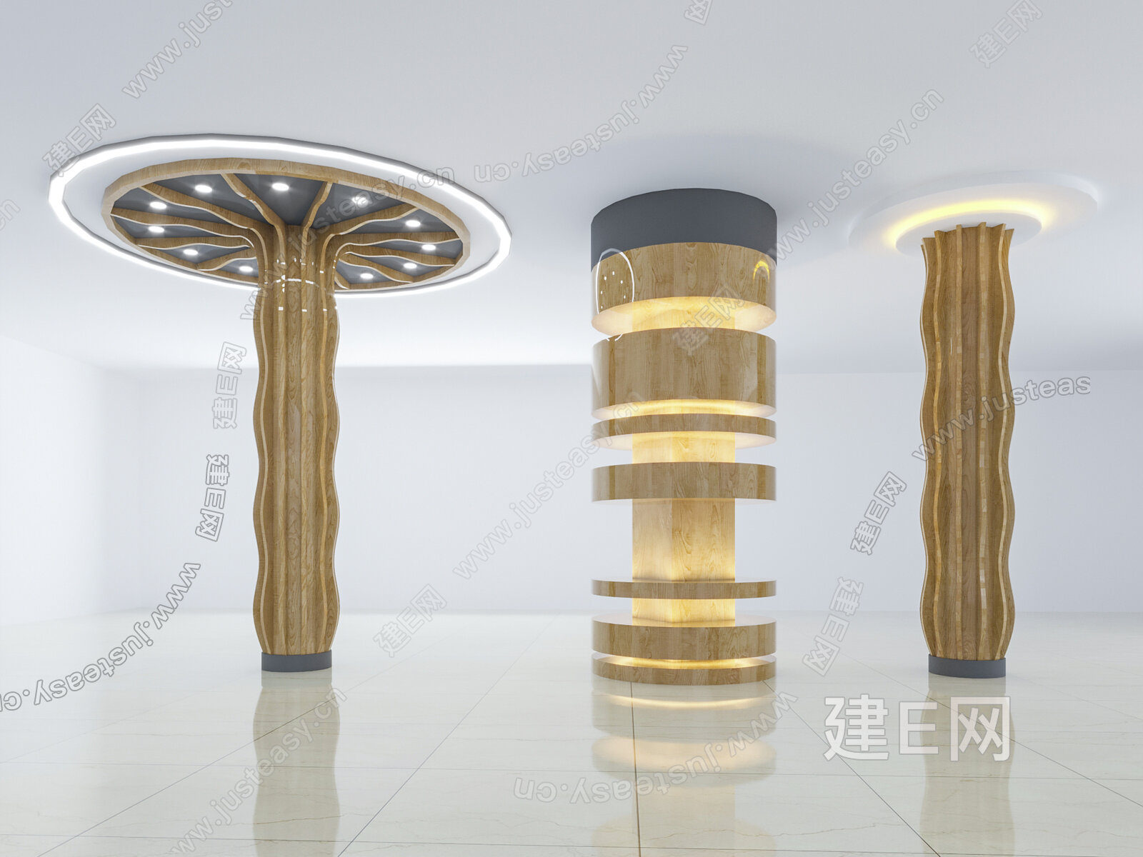 现代装饰圆柱 造型柱 模型SU模型下载[ID:116740540]_建E室内设计网