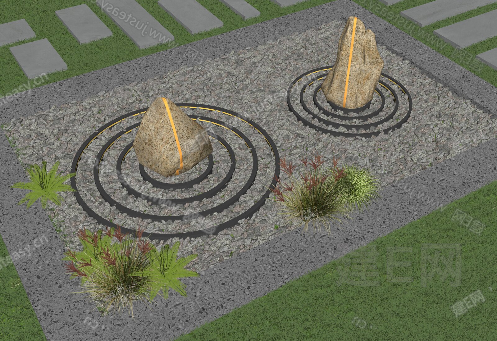 Z03-0615园林景观植物石头3d模型下载-【集简空间】「每日更新」