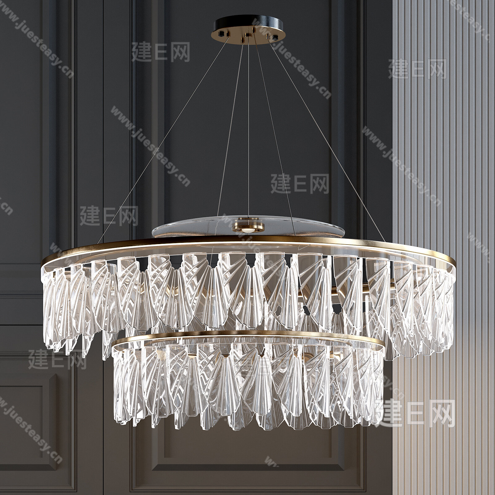 现代轻奢水晶吊灯模型SU模型下载[ID:117264843]_建e网su模型
