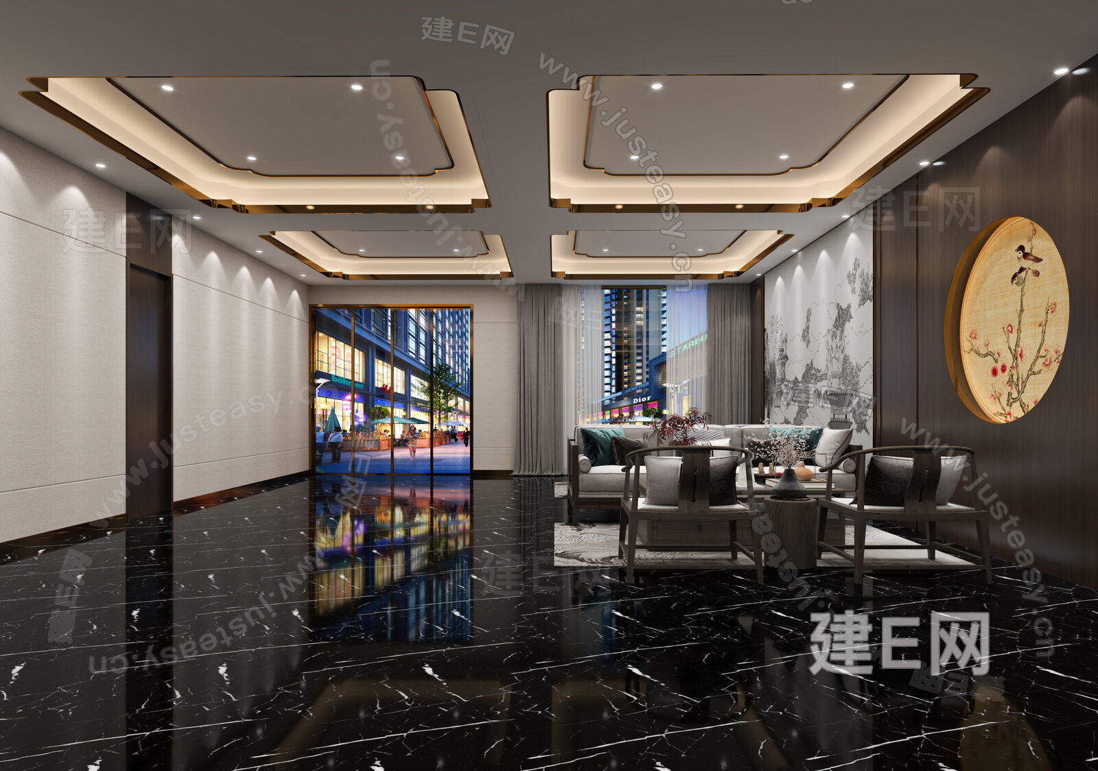 【新中式洗浴中心前台3d模型】建E网_新中式洗浴中心前台3d模型下载[ID:108288030]_打造3d新中式洗浴中心前台模型免费下载平台