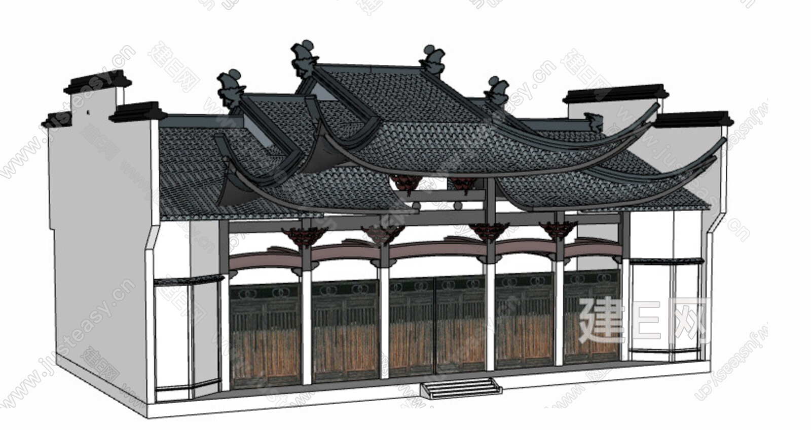 中式祠堂模型SU模型下载[ID:117264846]_建E室内设计网