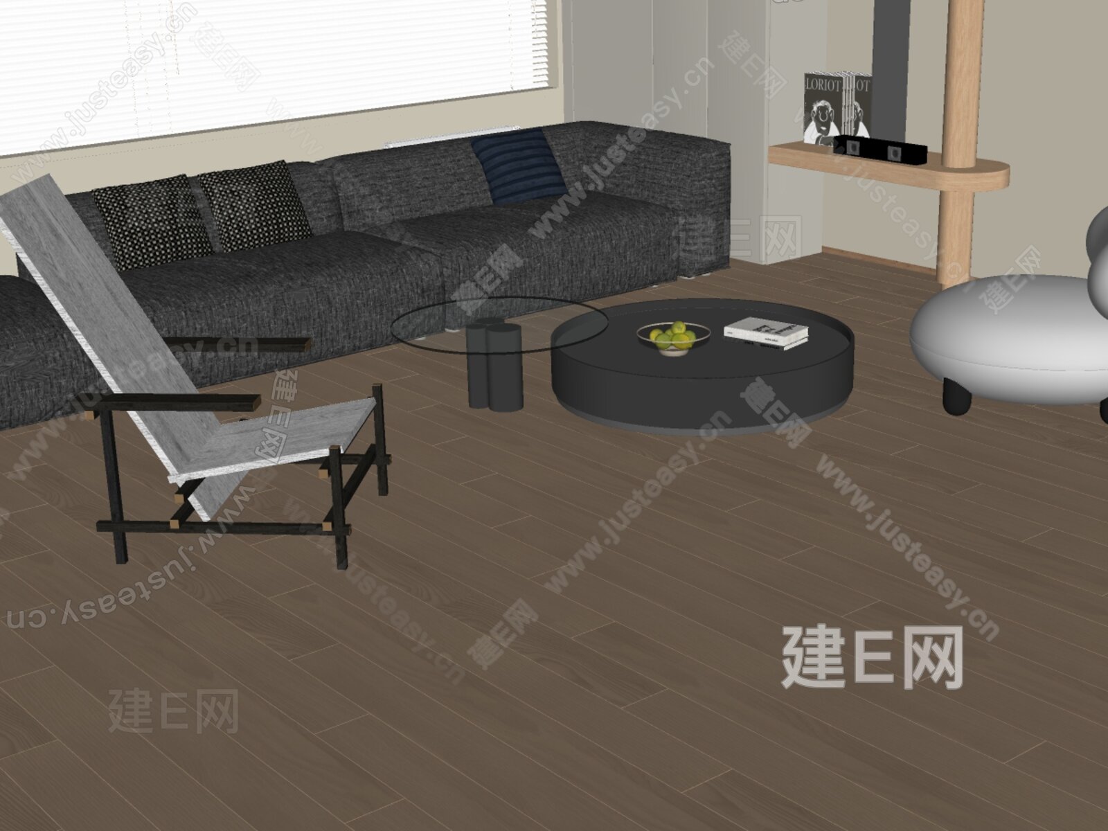 现代客厅模型SU模型下载[ID:117264702]_建E室内设计网