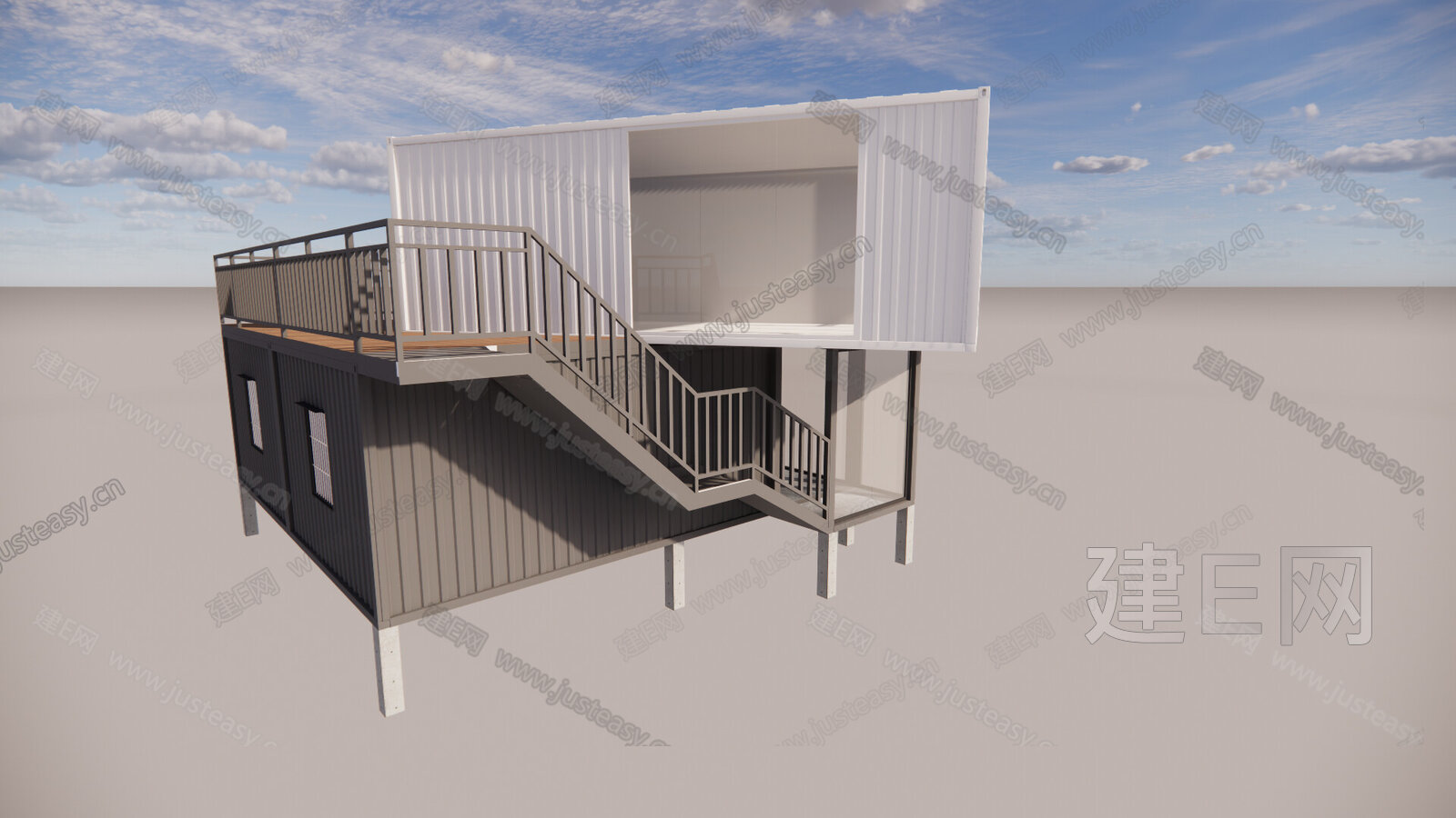 集装箱建筑 模型SU模型下载[ID:117395929]_建e网su模型