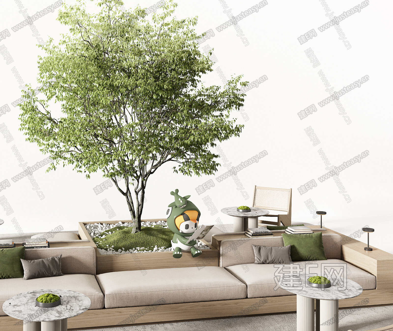 现代沙发茶几组合模型SU模型下载[ID:117330344]_建E室内设计网