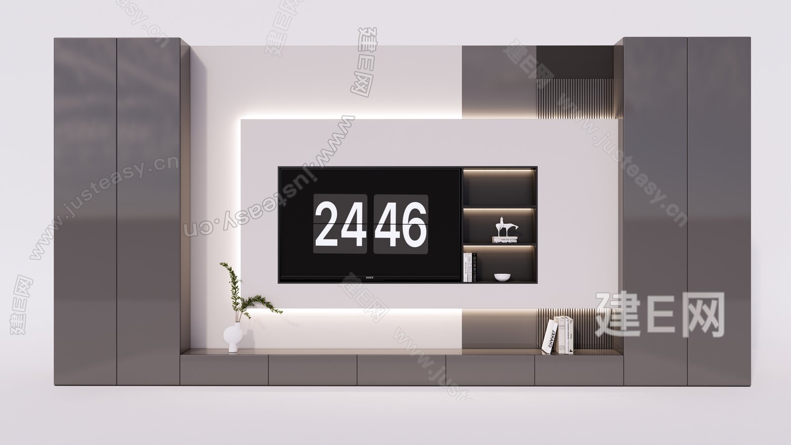 现代电视墙模型SU模型下载[ID:117068186]_建E室内设计网