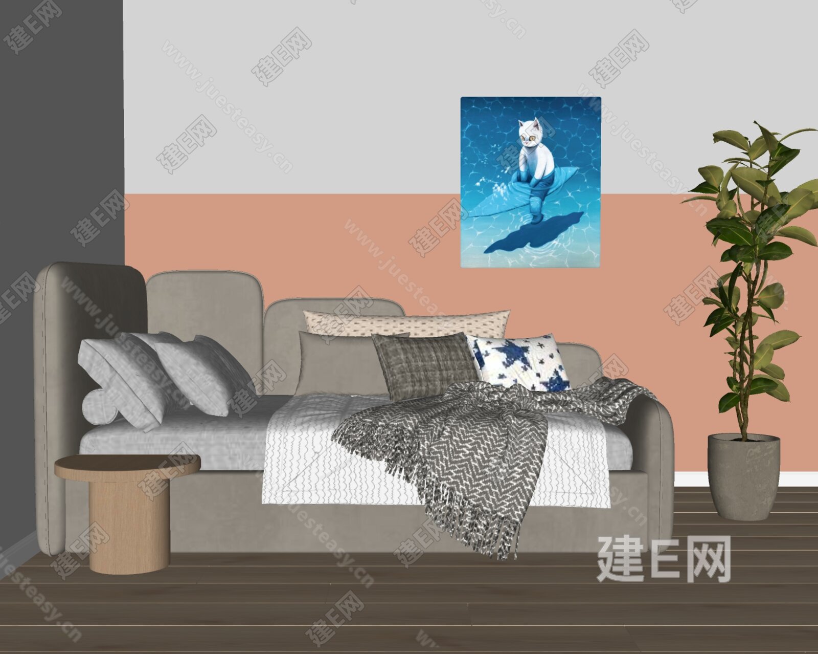 Edra 现代单人床模型SU模型下载[ID:117330232]_建E室内设计网