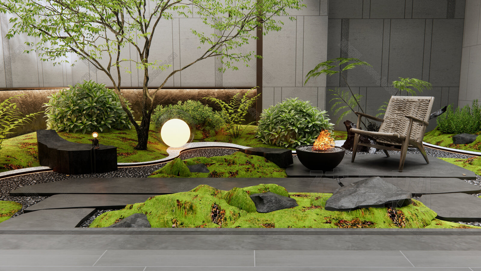 现代庭院景观模型SU模型下载[ID:109400479]_建e网su模型