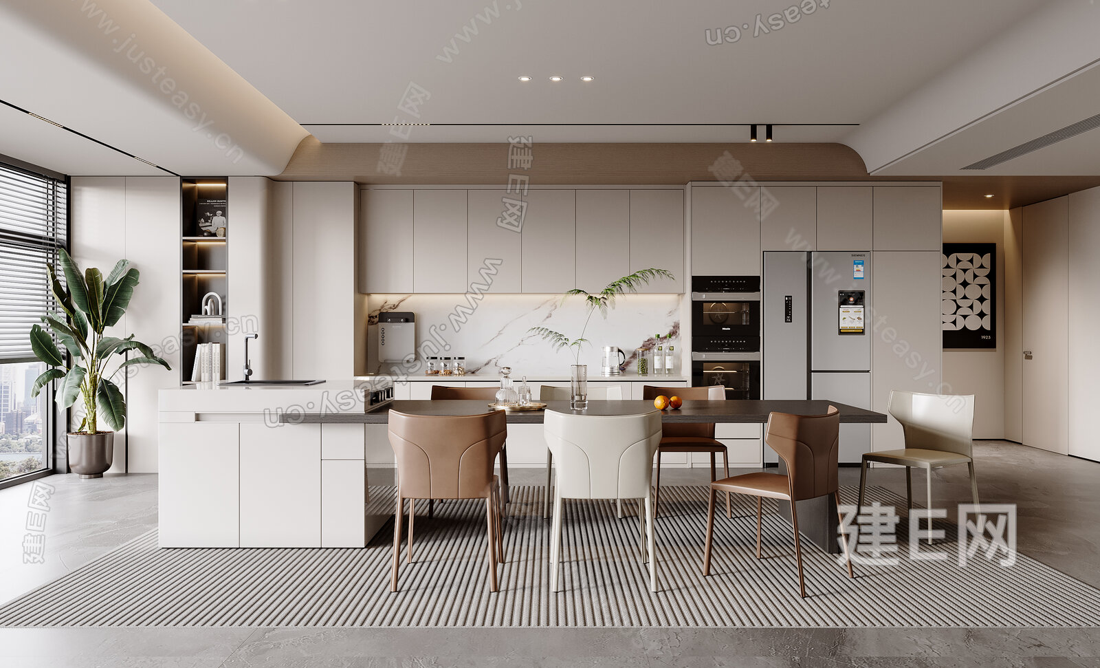 现代餐厅模型SU模型下载[ID:117133788]_建e网su模型