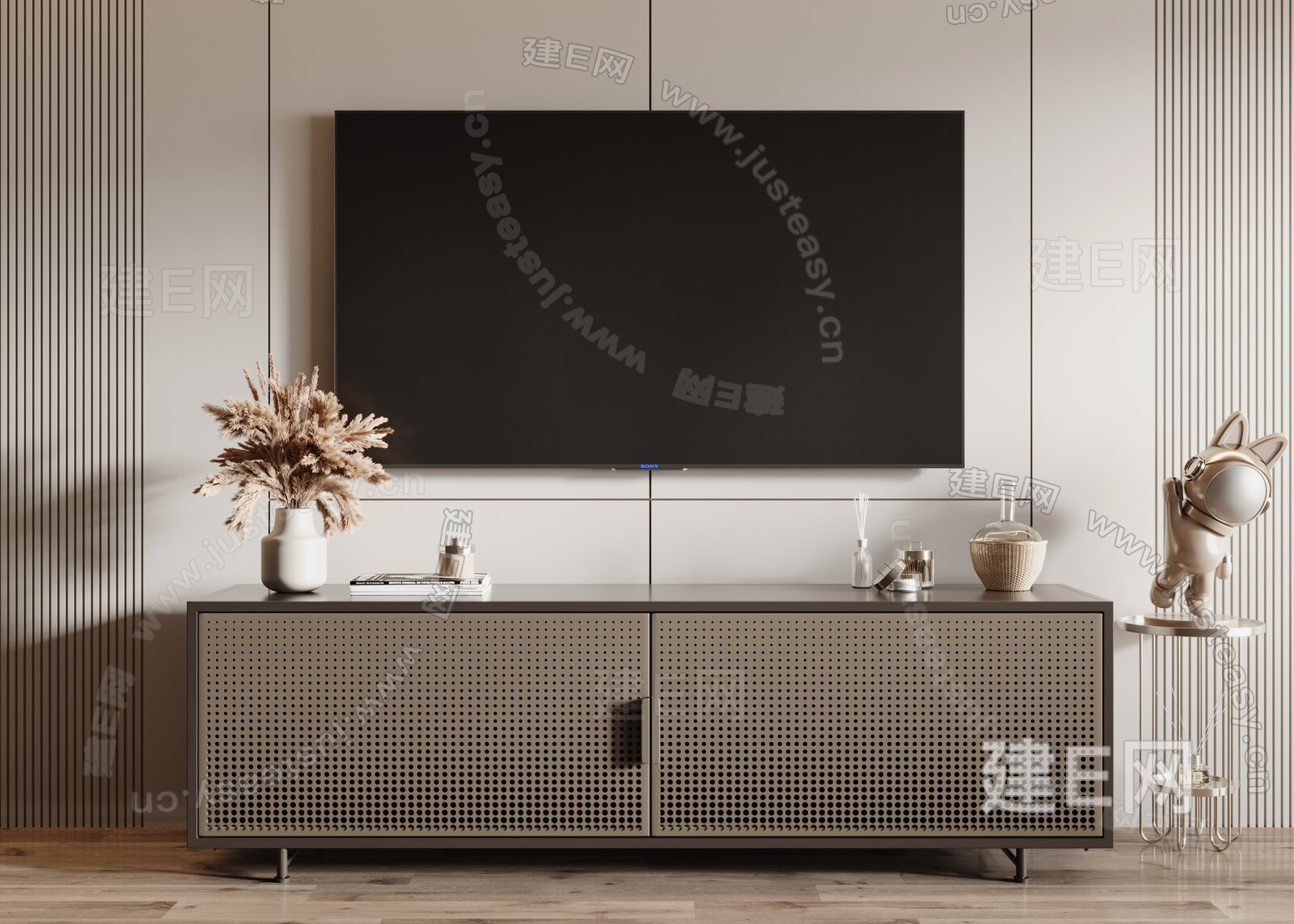 现代电视柜模型SU模型下载[ID:109203944]_建e网su模型