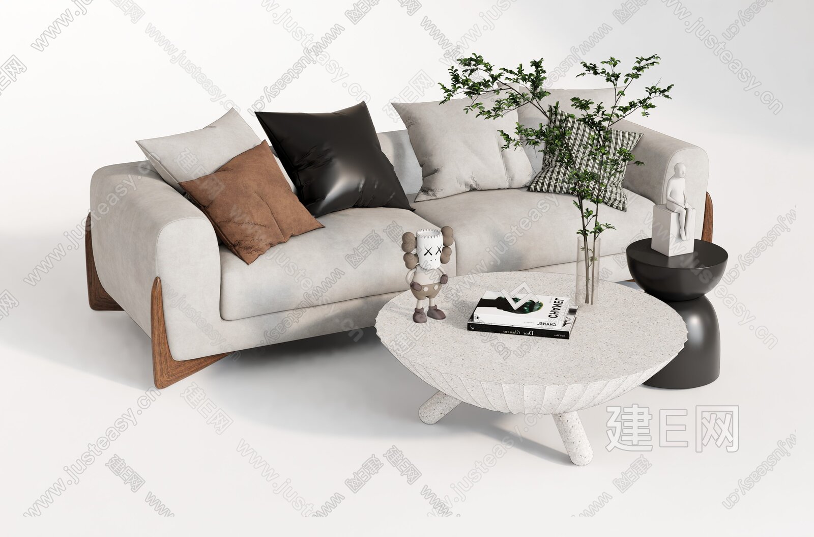 现代沙发茶几组合 模型SU模型下载[ID:109269281]_建E室内设计网