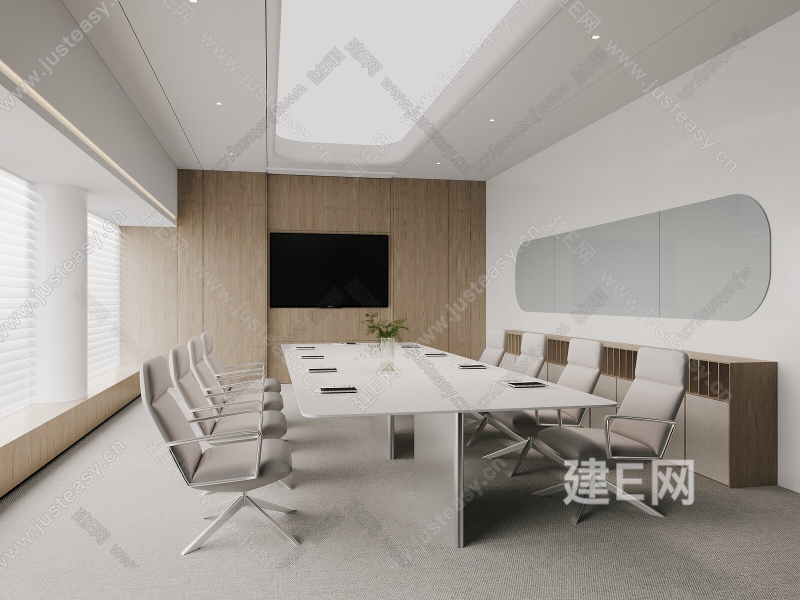 现代会议室 模型SU模型下载[ID:109269379]_建e网su模型