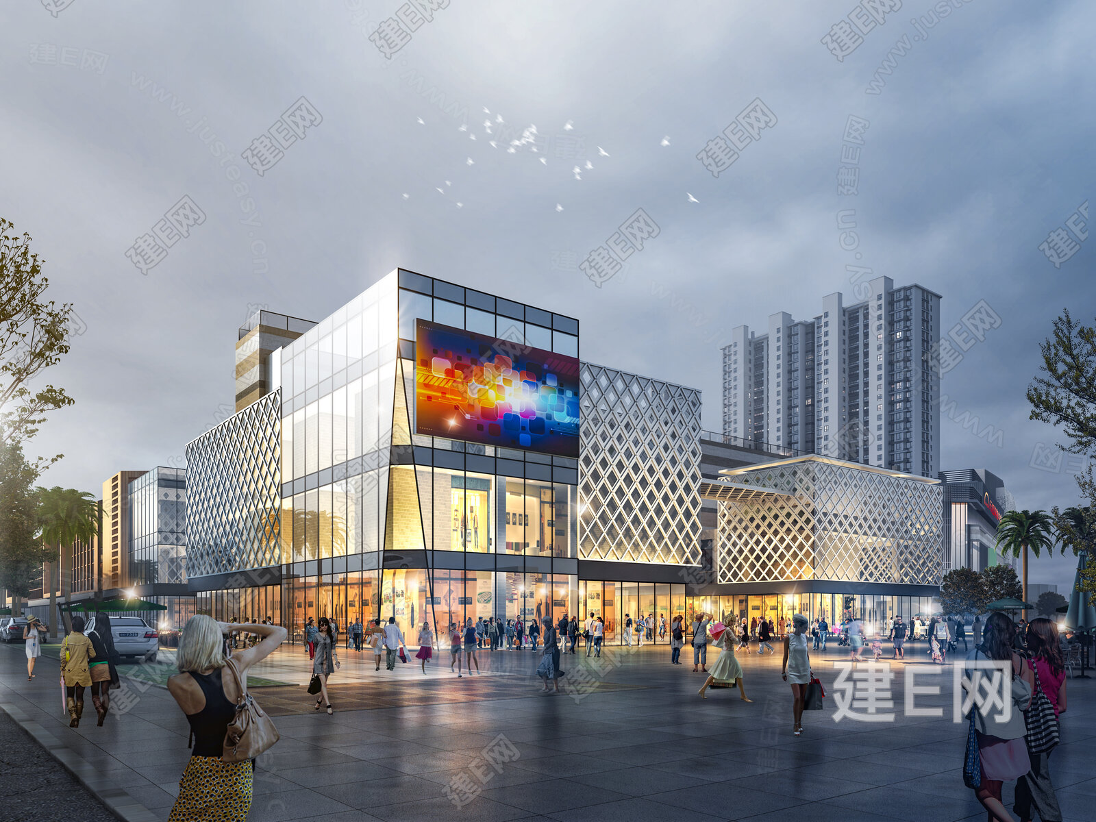 现代商场外观3d模型下载[ID:101537878]_建e网3d模型