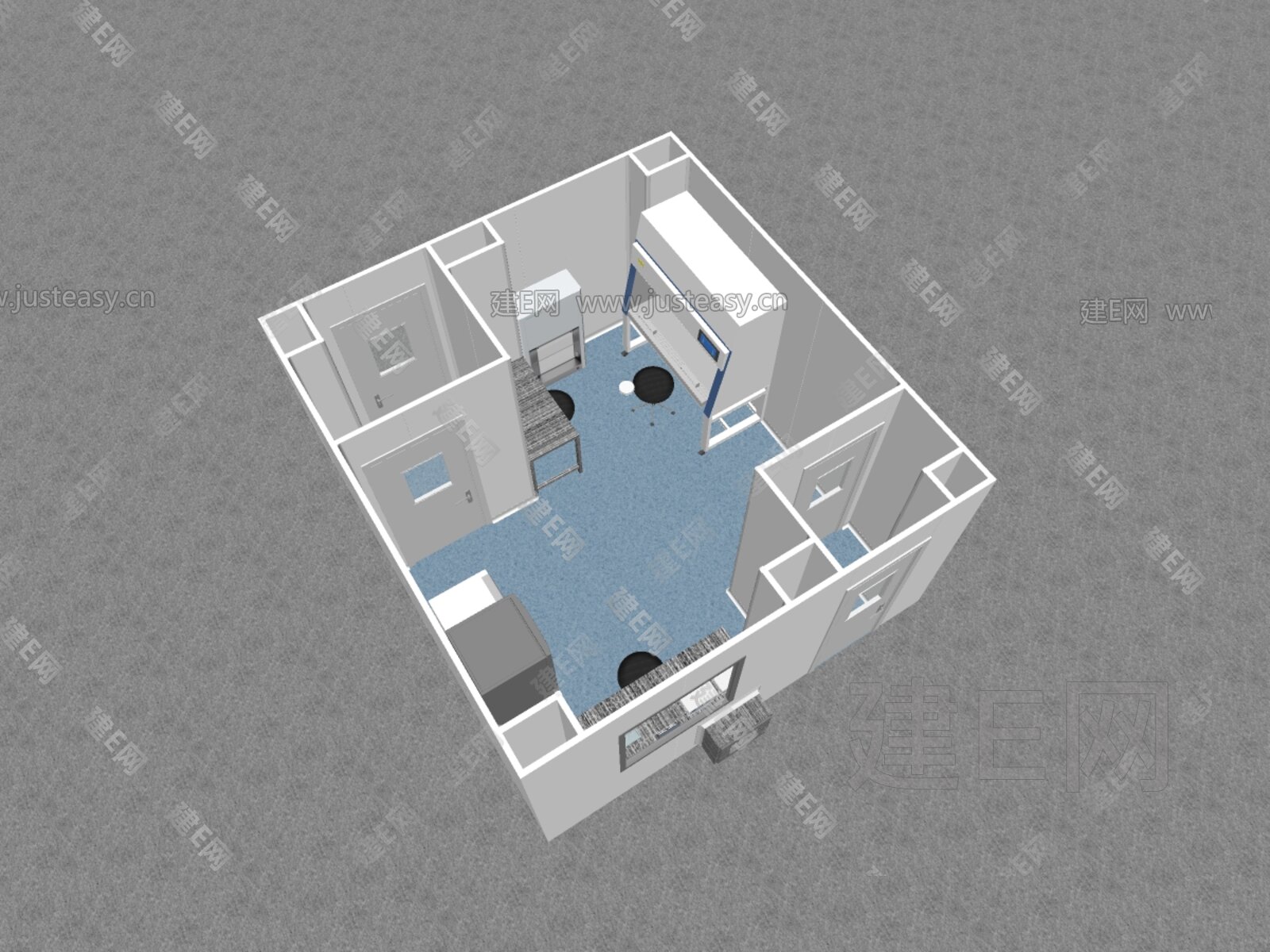 现代风格微生物实验室 3D模型模型SU模型下载[ID:109924635]_建E室内设计网
