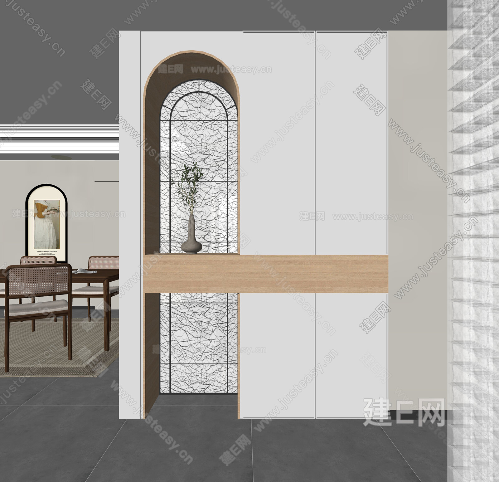 现代玄关模型SU模型下载[ID:109990247]_建E室内设计网