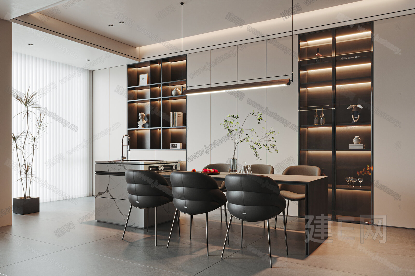 现代餐厅模型SU模型下载[ID:109662646]_建e网su模型