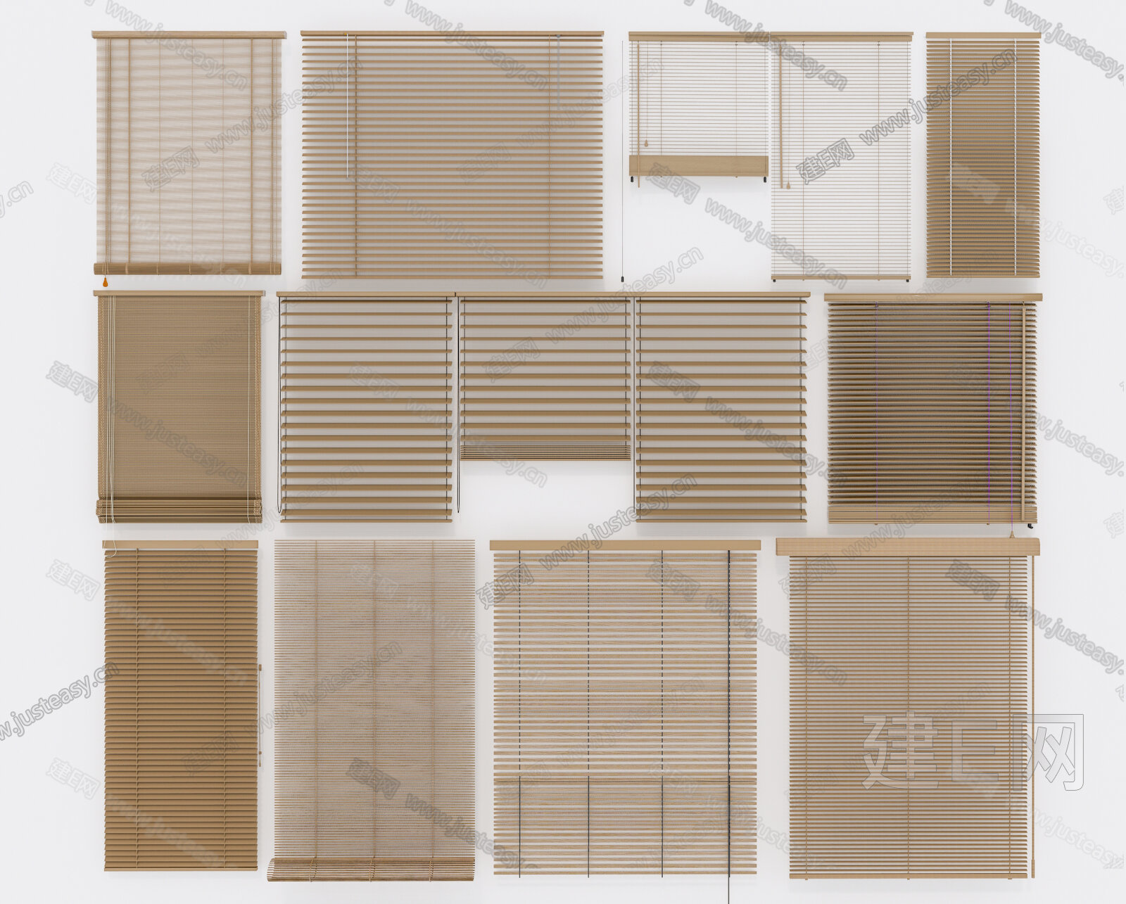 新中式竹帘 模型SU模型下载[ID:110318044]_建e网su模型