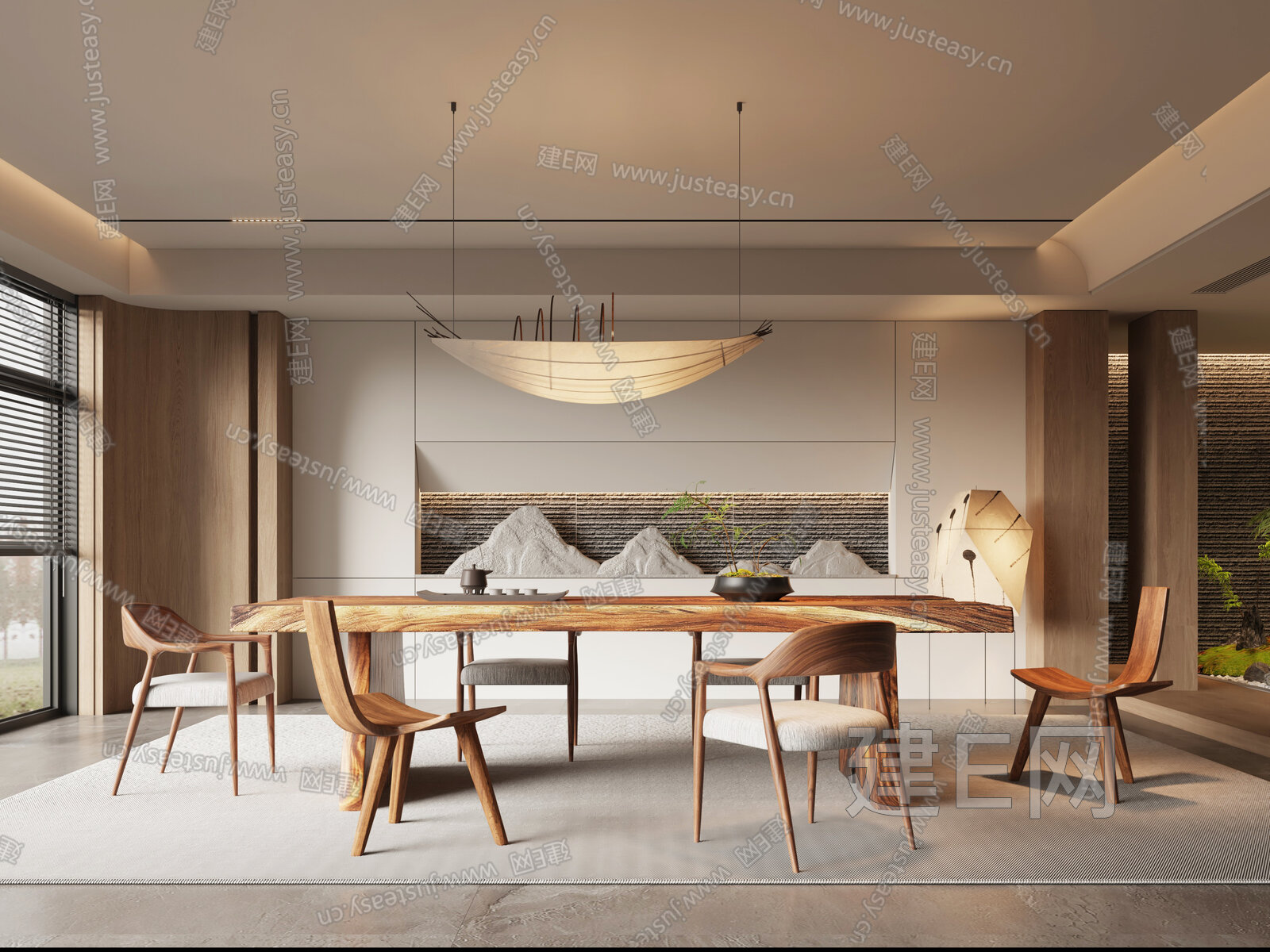 新中式餐厅模型SU模型下载[ID:111563062]_建e网su模型