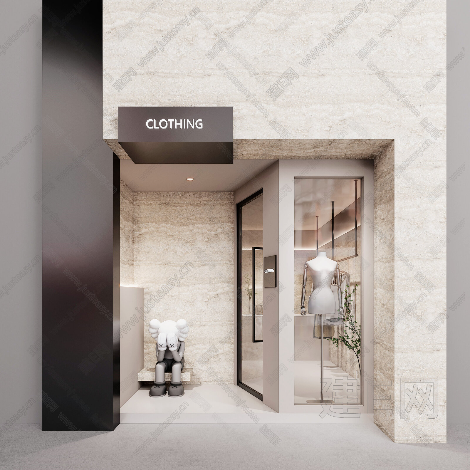 【现代服装店门头门面3d模型】建E网_现代服装店门头门面3d模型下载[ID:103635157]_打造3d现代服装店门头门面模型免费下载平台