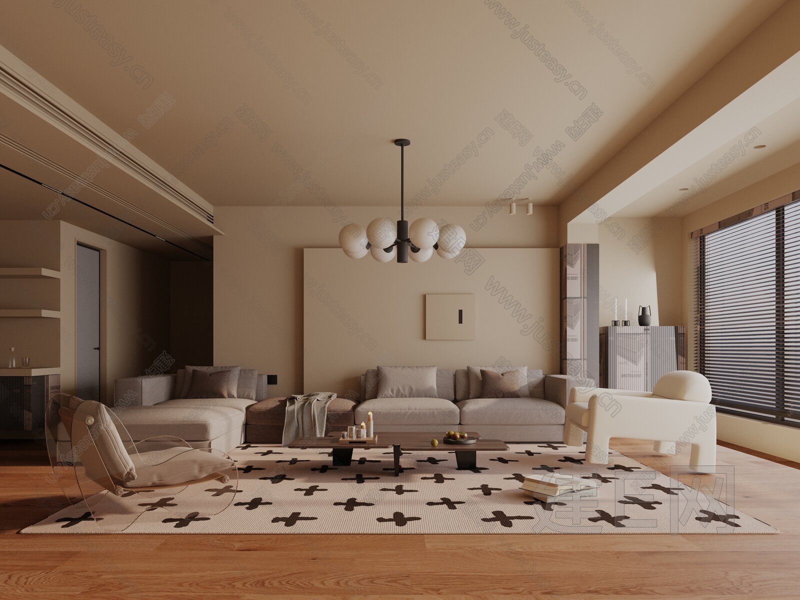 现代客厅模型SU模型下载[ID:111235462]_建e网su模型