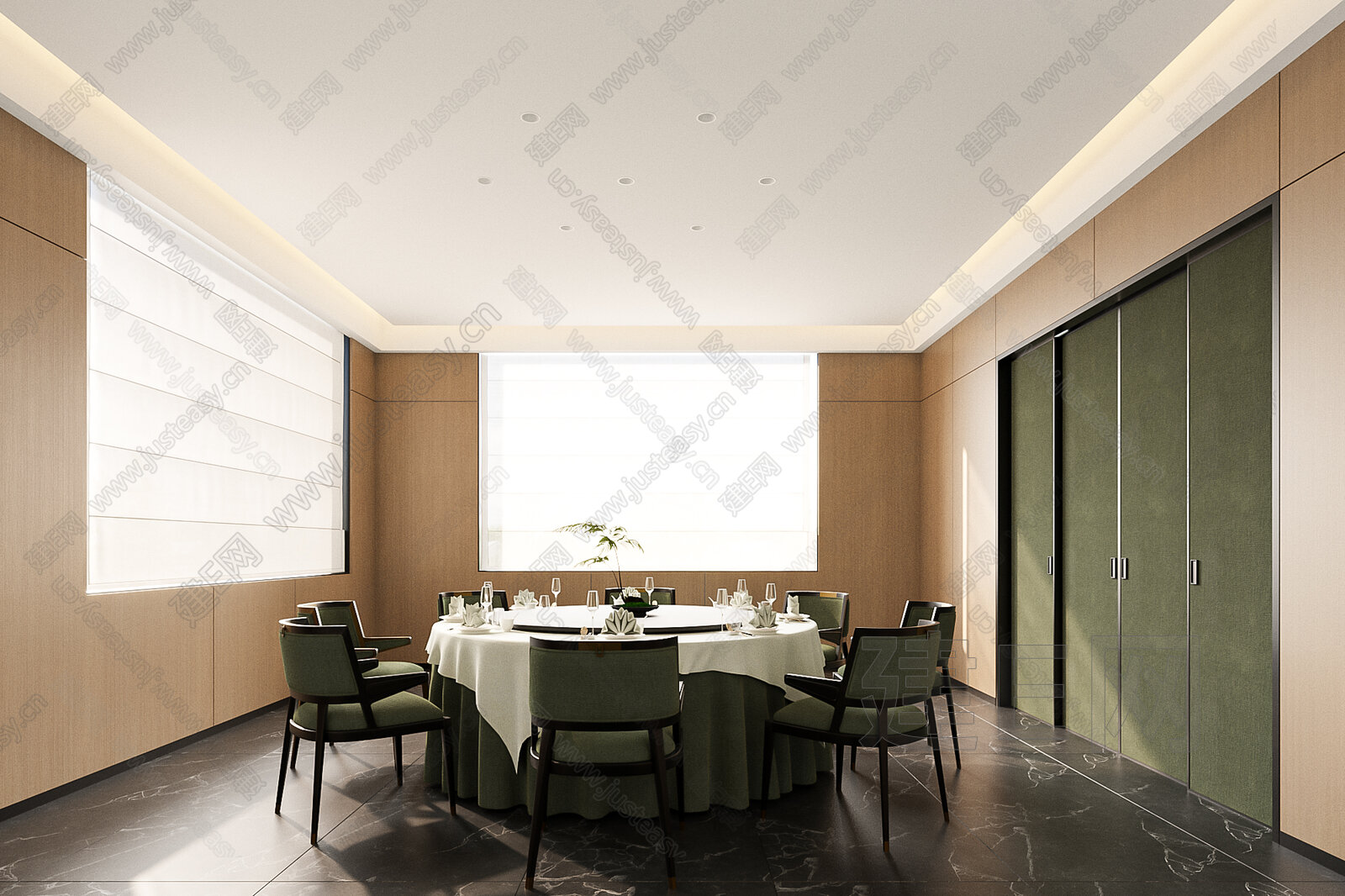 新中式酒店包间3d模型下载[ID:104749276]_建e网3d模型