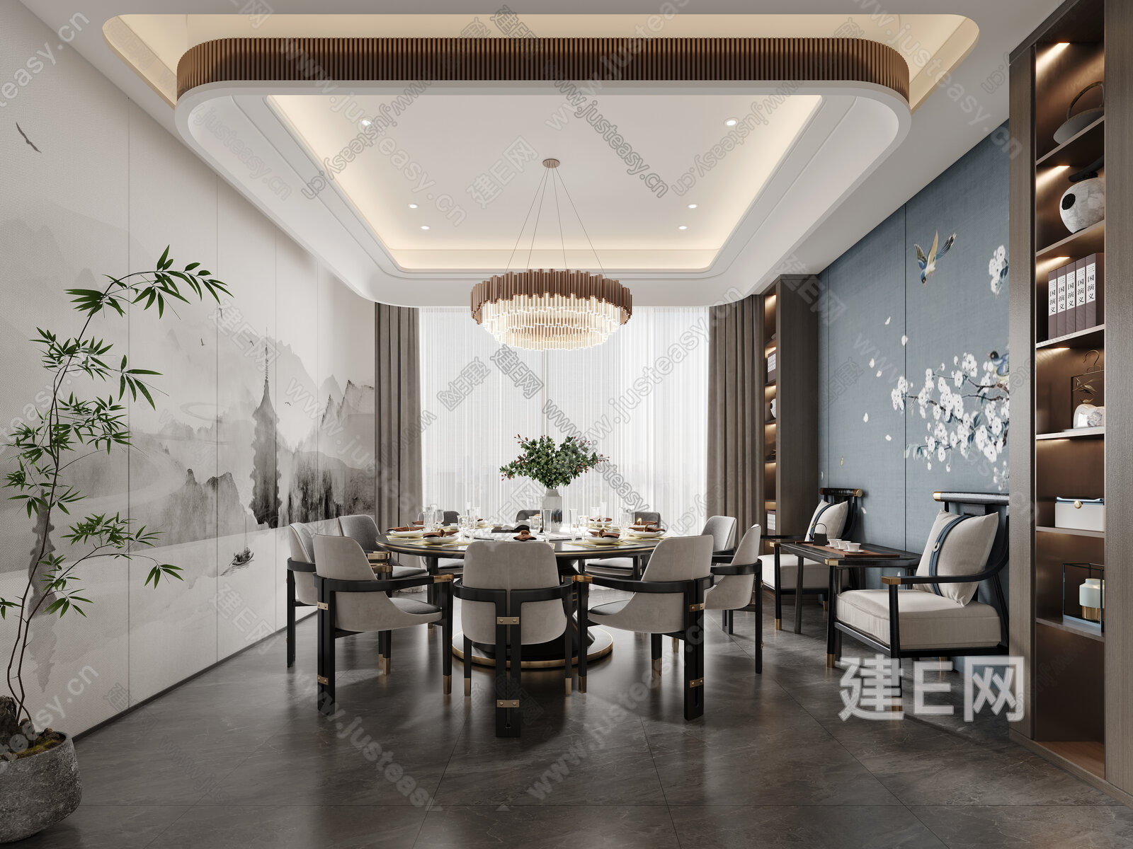 【新中式包间3d模型】建e网_新中式包间3d模型下载[ID:104421530]_打造3d新中式包间模型免费下载平台