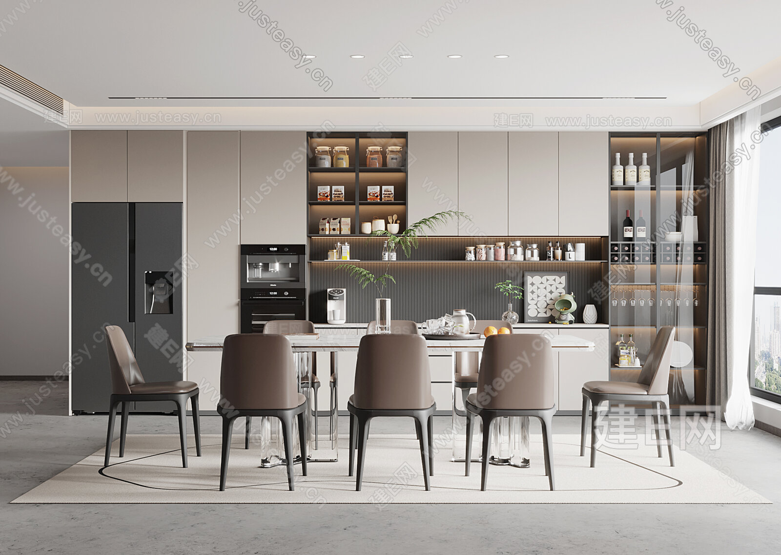 现代餐厅模型SU模型下载[ID:112349607]_建e网su模型