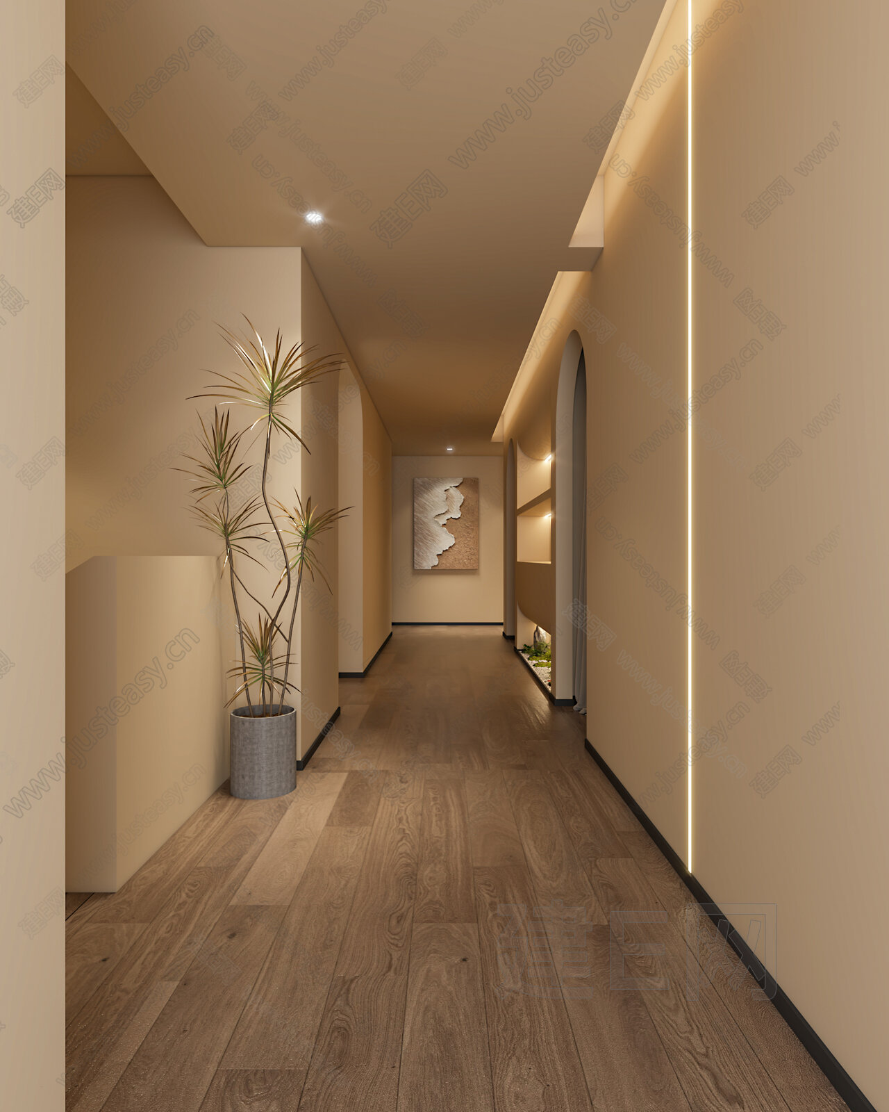 现代美容院过道模型SU模型下载[ID:112742773]_建E室内设计网