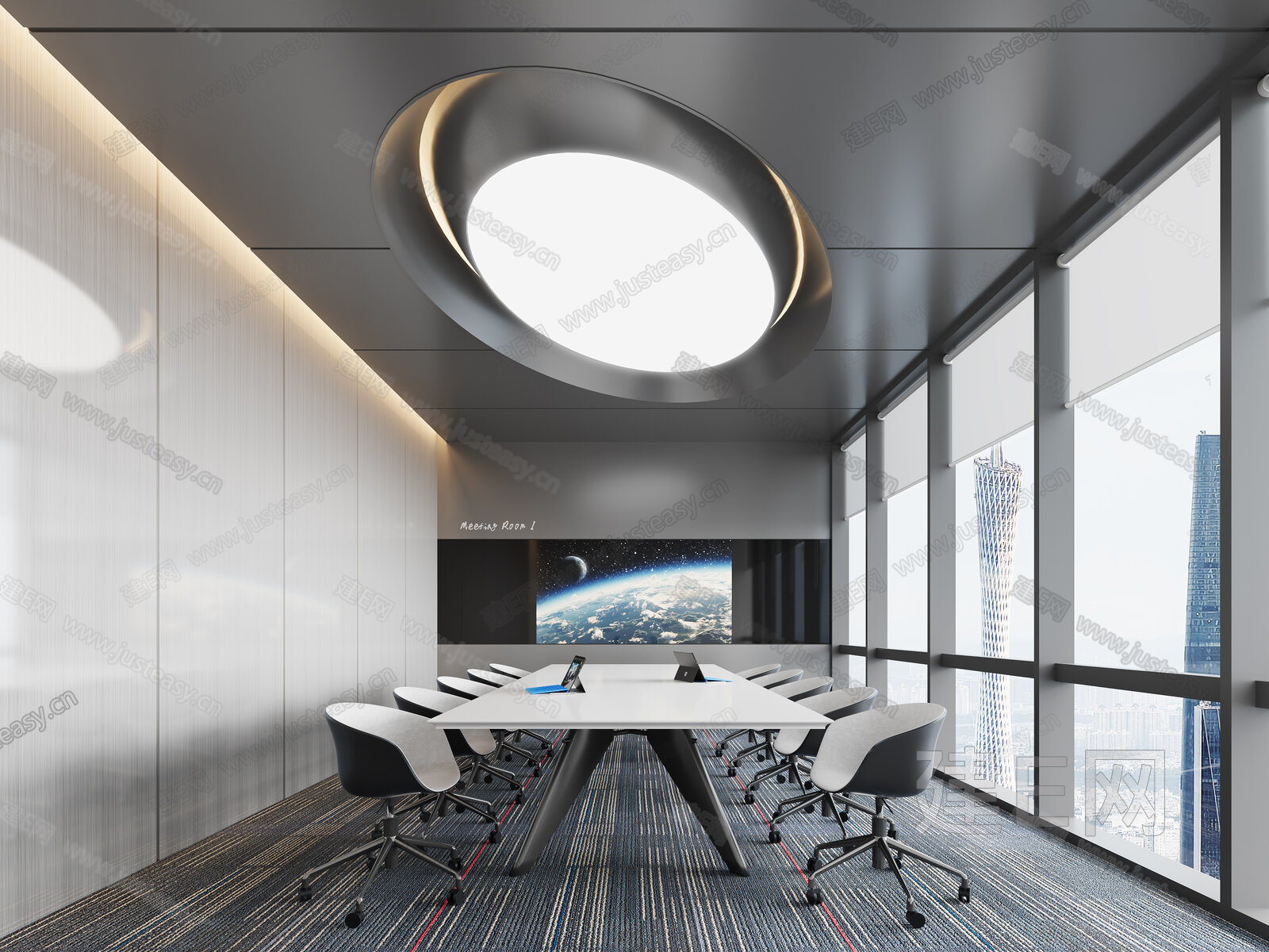 现代办公室会议室模型SU模型下载[ID:113135878]_建e网su模型