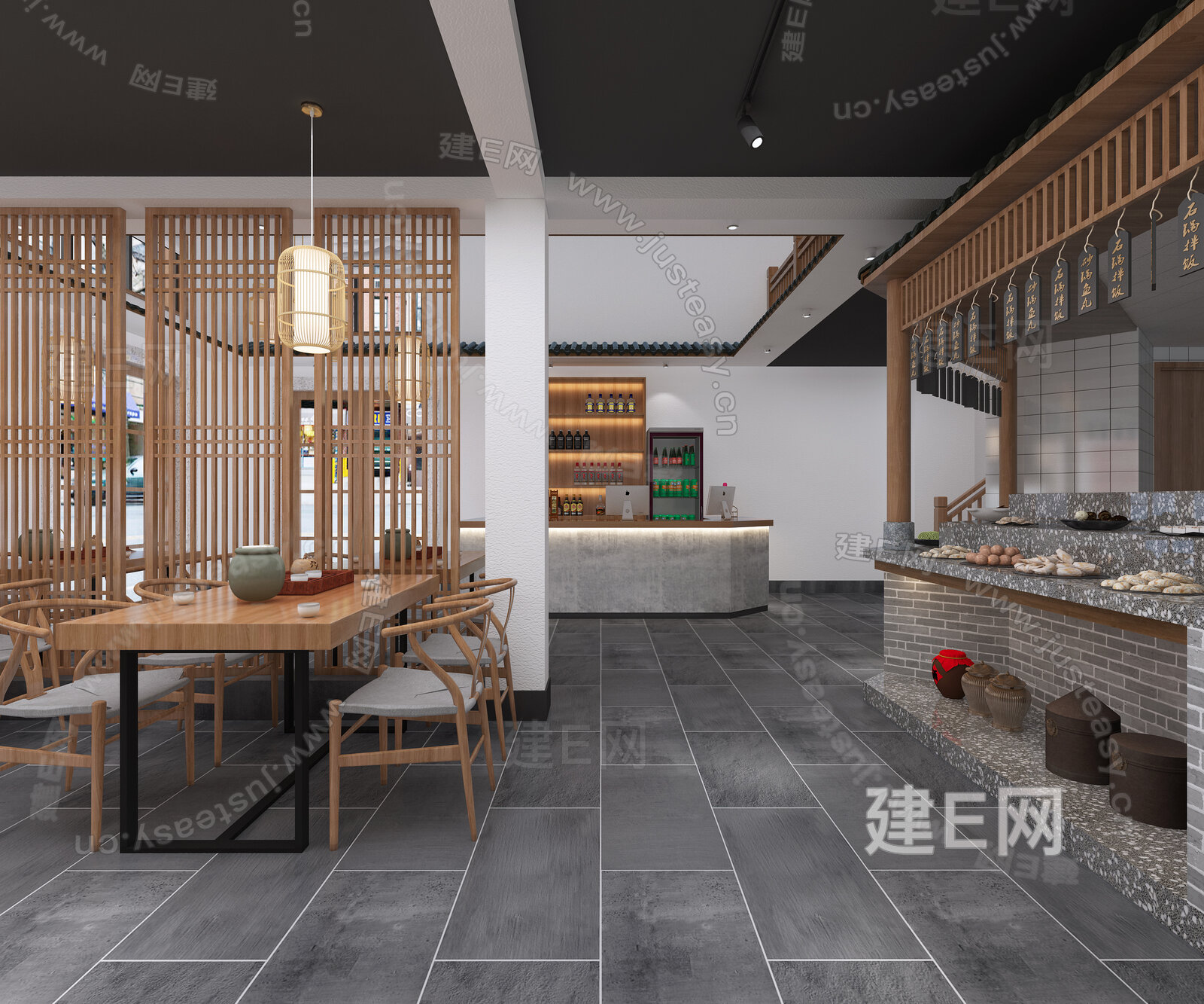 新中式火锅店3d模型下载[ID:113399936]_建e网3d模型