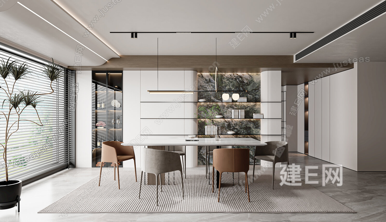 现代餐厅模型SU模型下载[ID:105205918]_建e网su模型