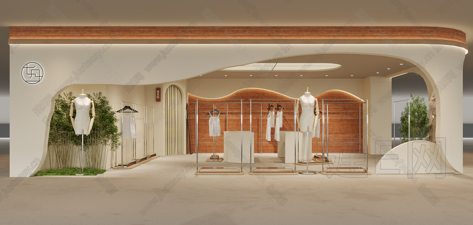 侘寂风服装店模型SU模型下载[ID:107171990]_建e网su模型
