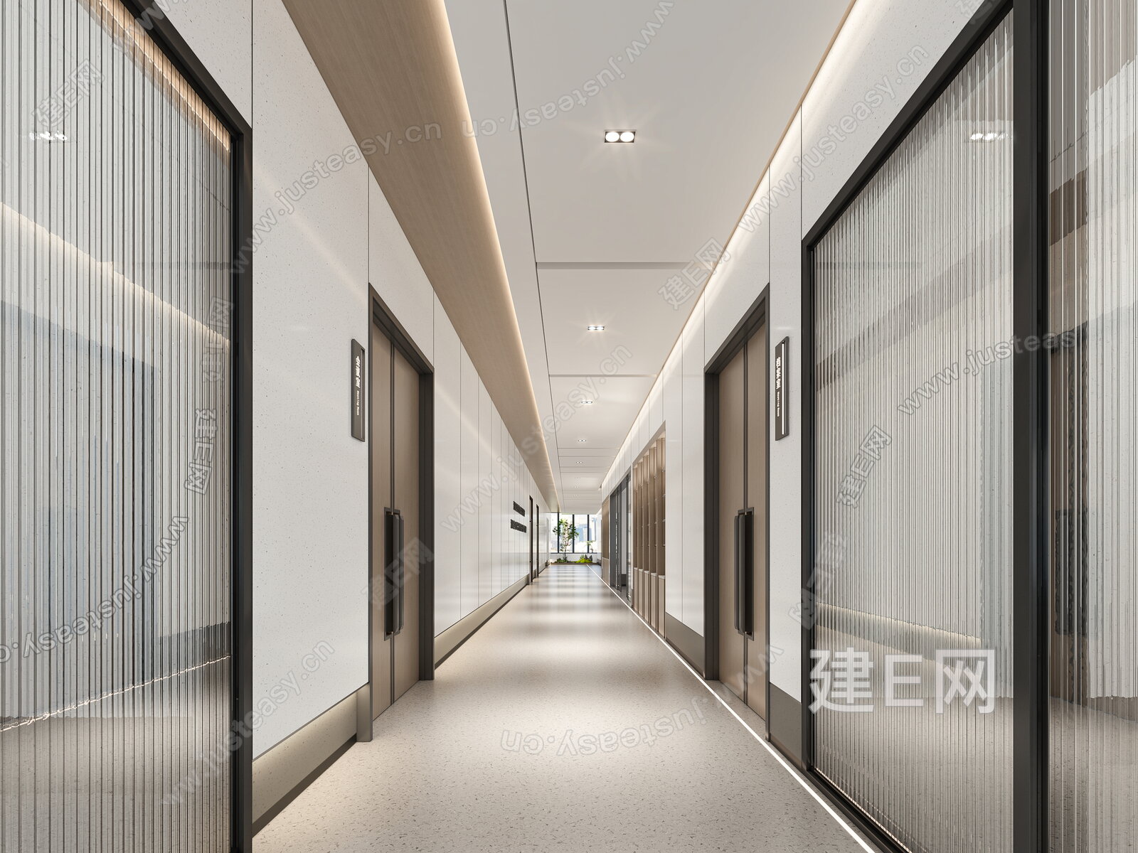 现代办公室过道3d模型下载[ID:114710587]_建e网3d模型
