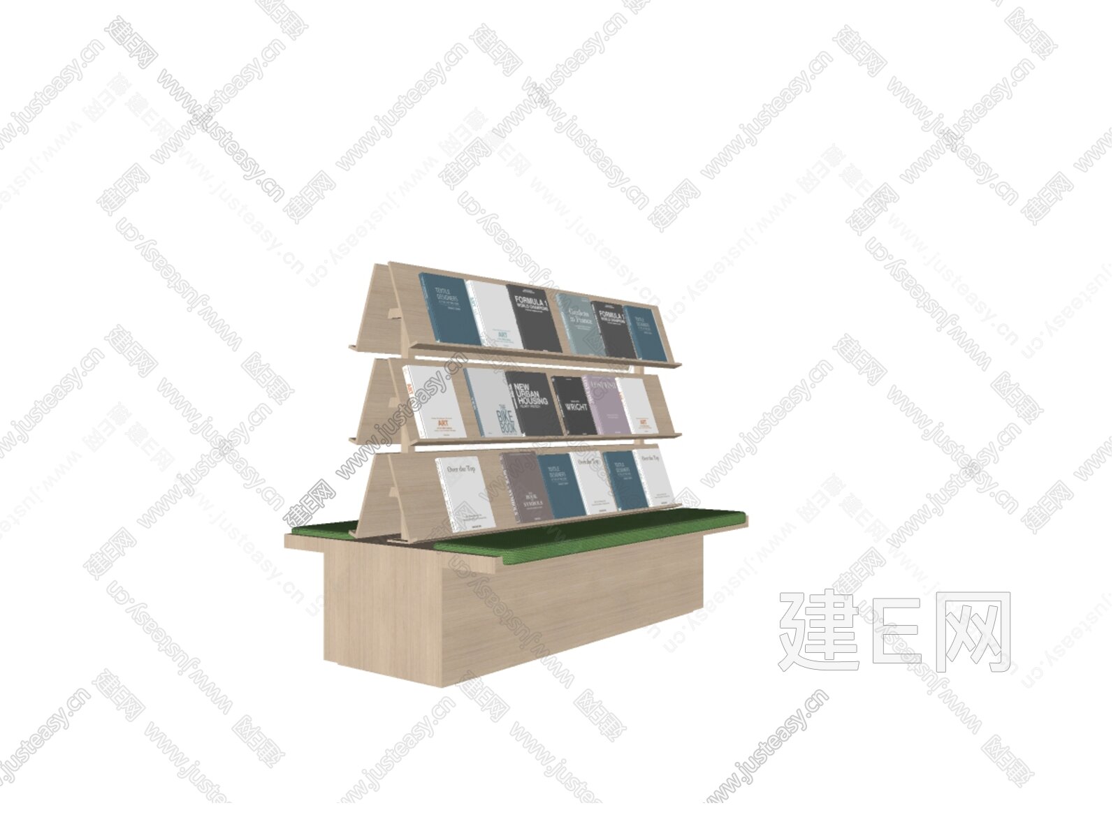 现代图书馆书架模型SU模型下载[ID:105009326]_建e网su模型