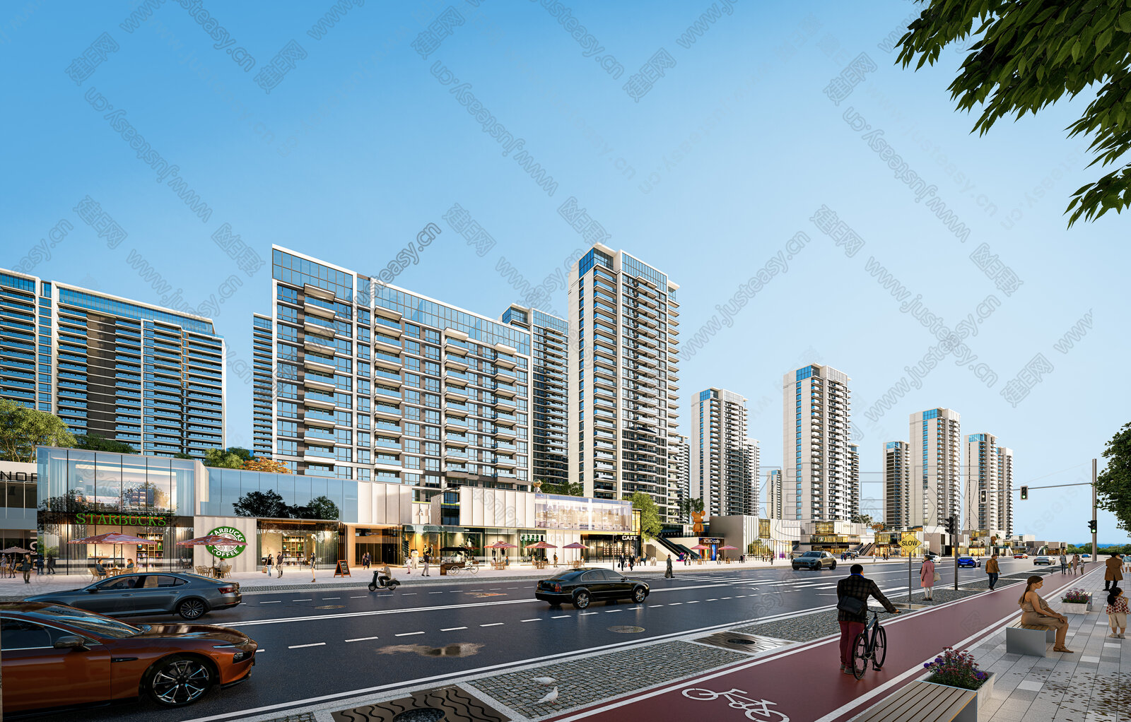 现代风格沿街商业街模型SU模型下载[ID:105730085]_建E室内设计网