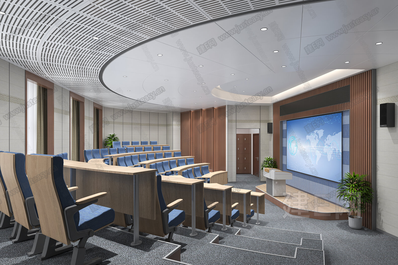 【现代阶梯教室培训室3d模型】建E网_现代阶梯教室培训室3d模型下载[ID:115234945]_打造3d现代阶梯教室培训室模型免费下载平台