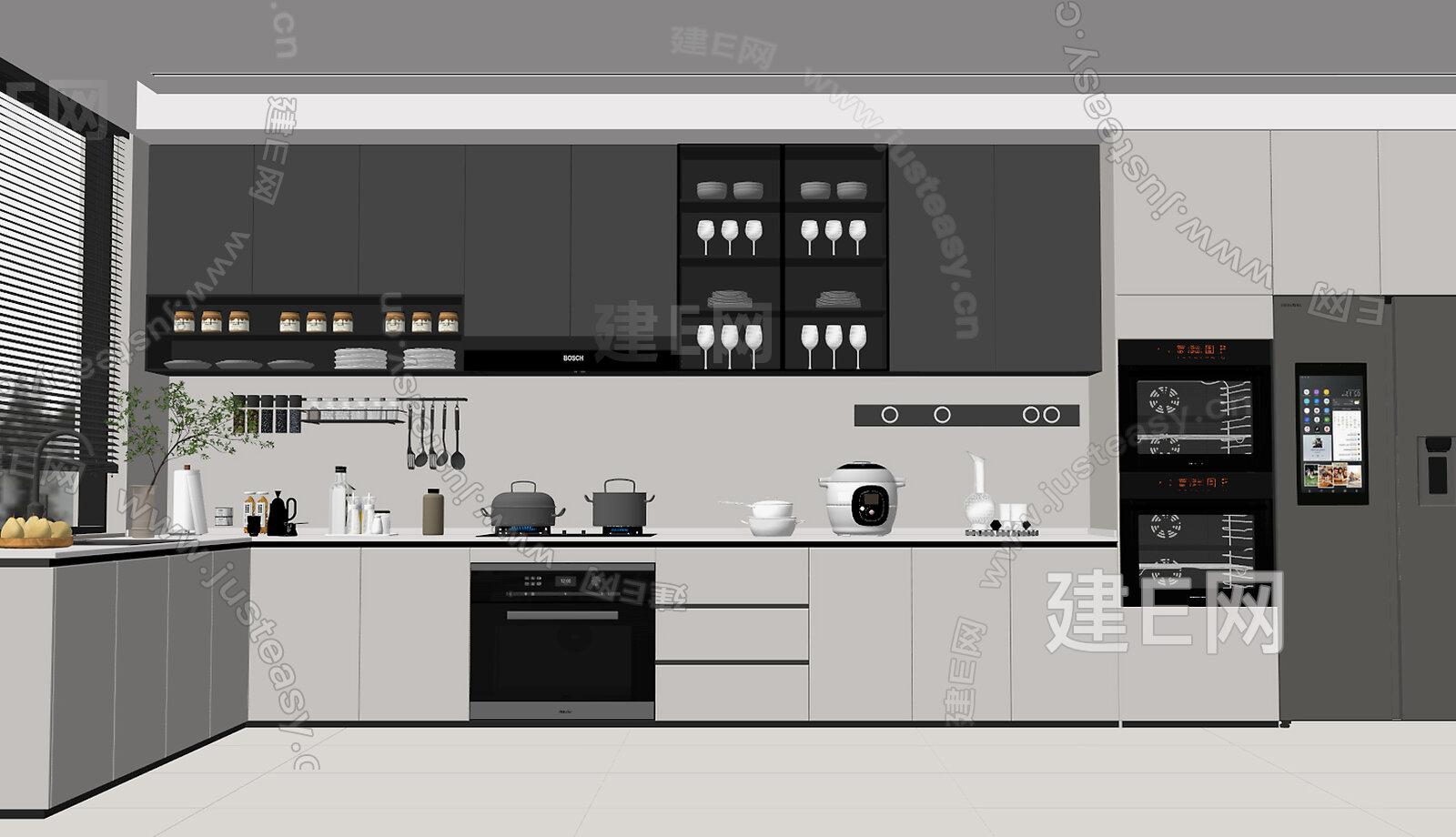 现代厨房 模型SU模型下载[ID:105599049]_建E室内设计网