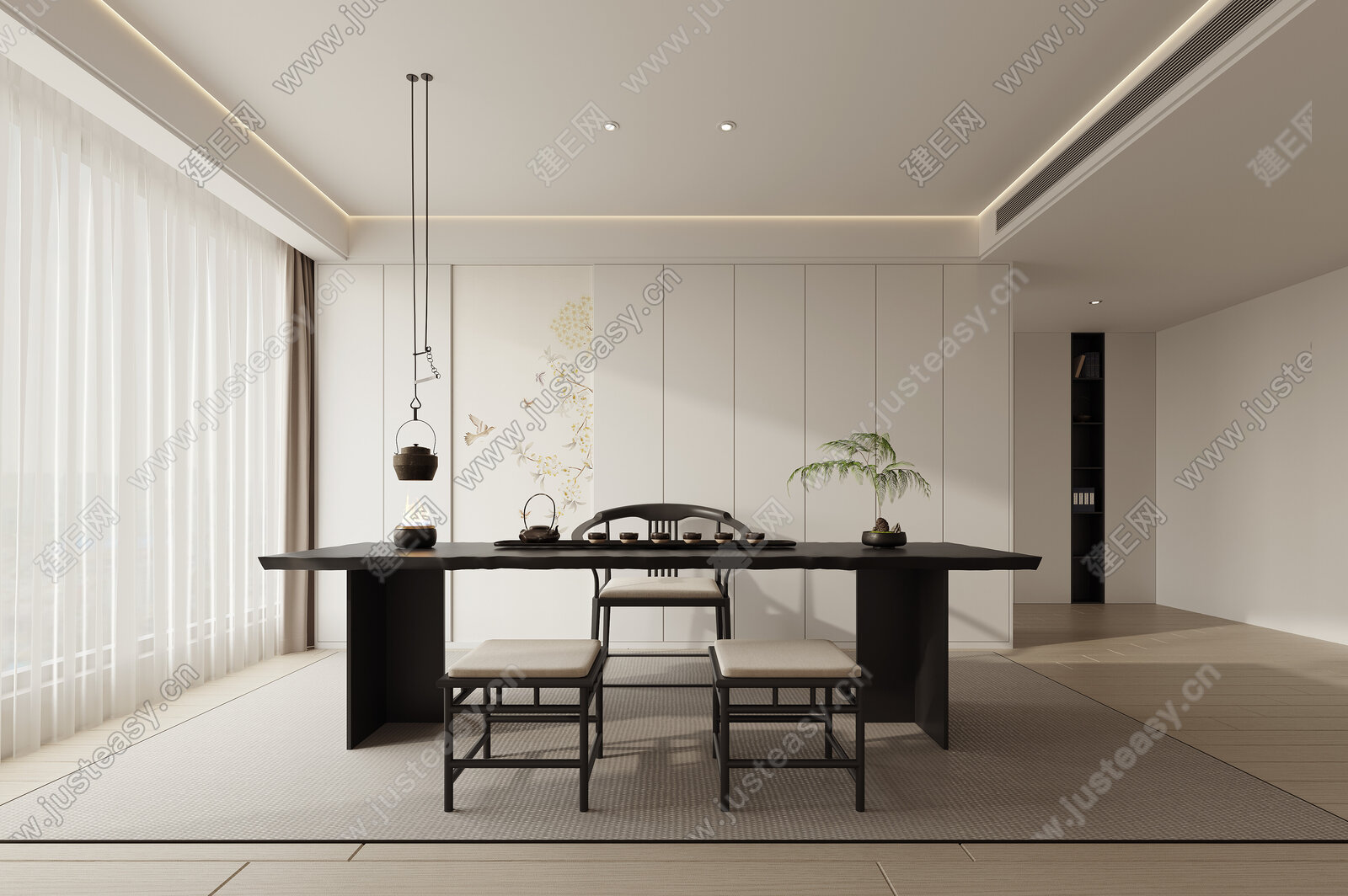 禅意茶室模型SU模型下载[ID:105992396]_建e网su模型