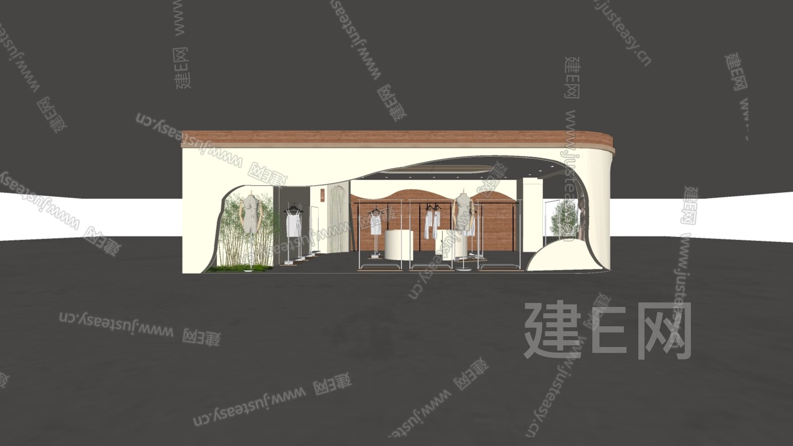 侘寂风服装店模型SU模型下载[ID:107171990]_建e网su模型