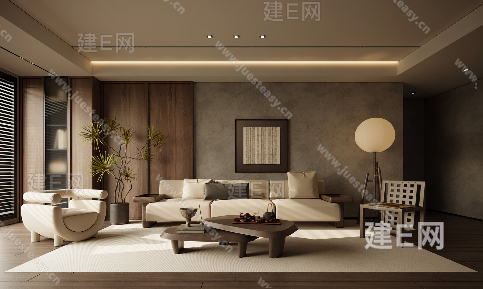 【侘寂风客厅3d模型】建e网_侘寂风客厅3d模型下载[ID:116021372]_打造3d侘寂风客厅模型免费下载平台