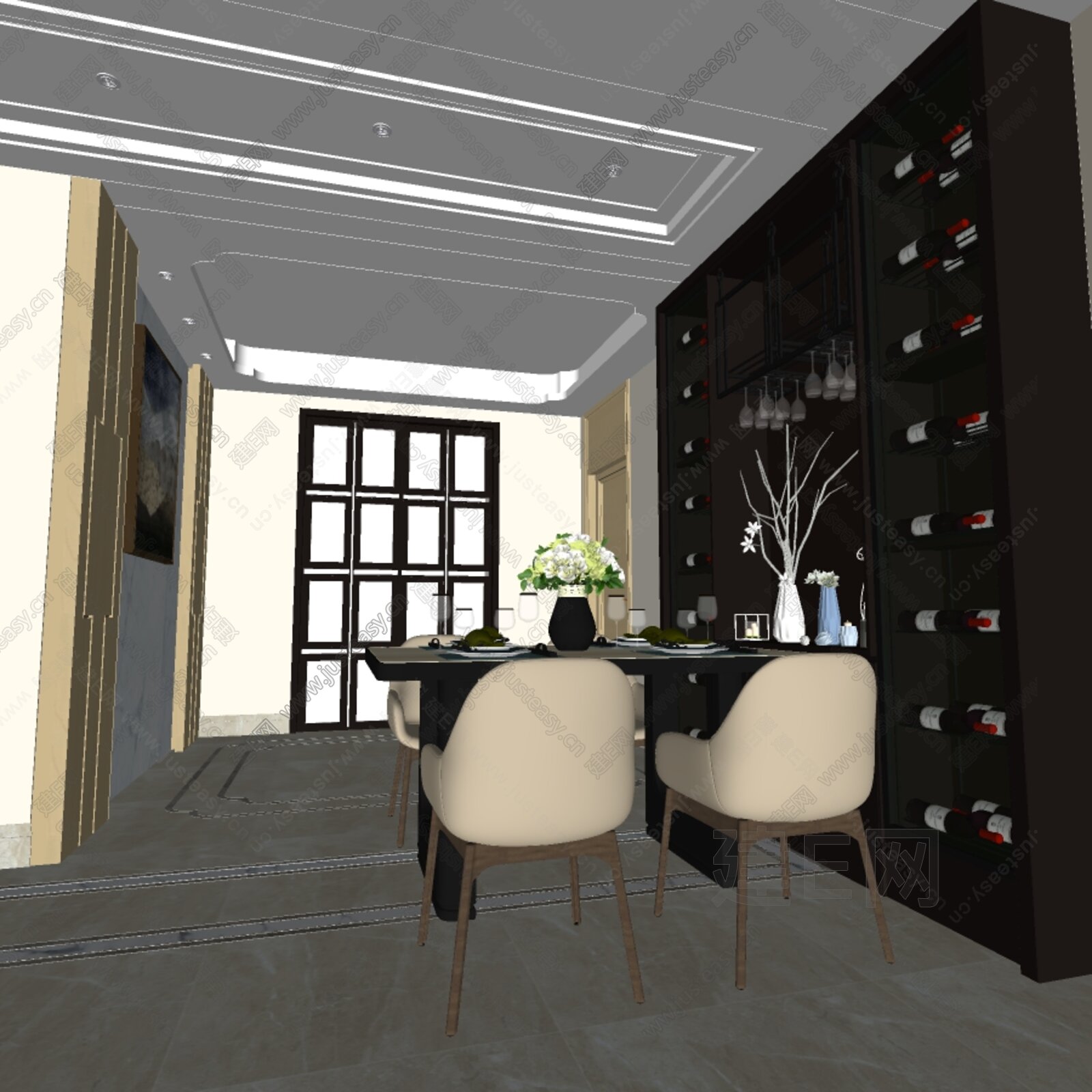 现代风格餐厅模型SU模型下载[ID:108417124]_建e网su模型